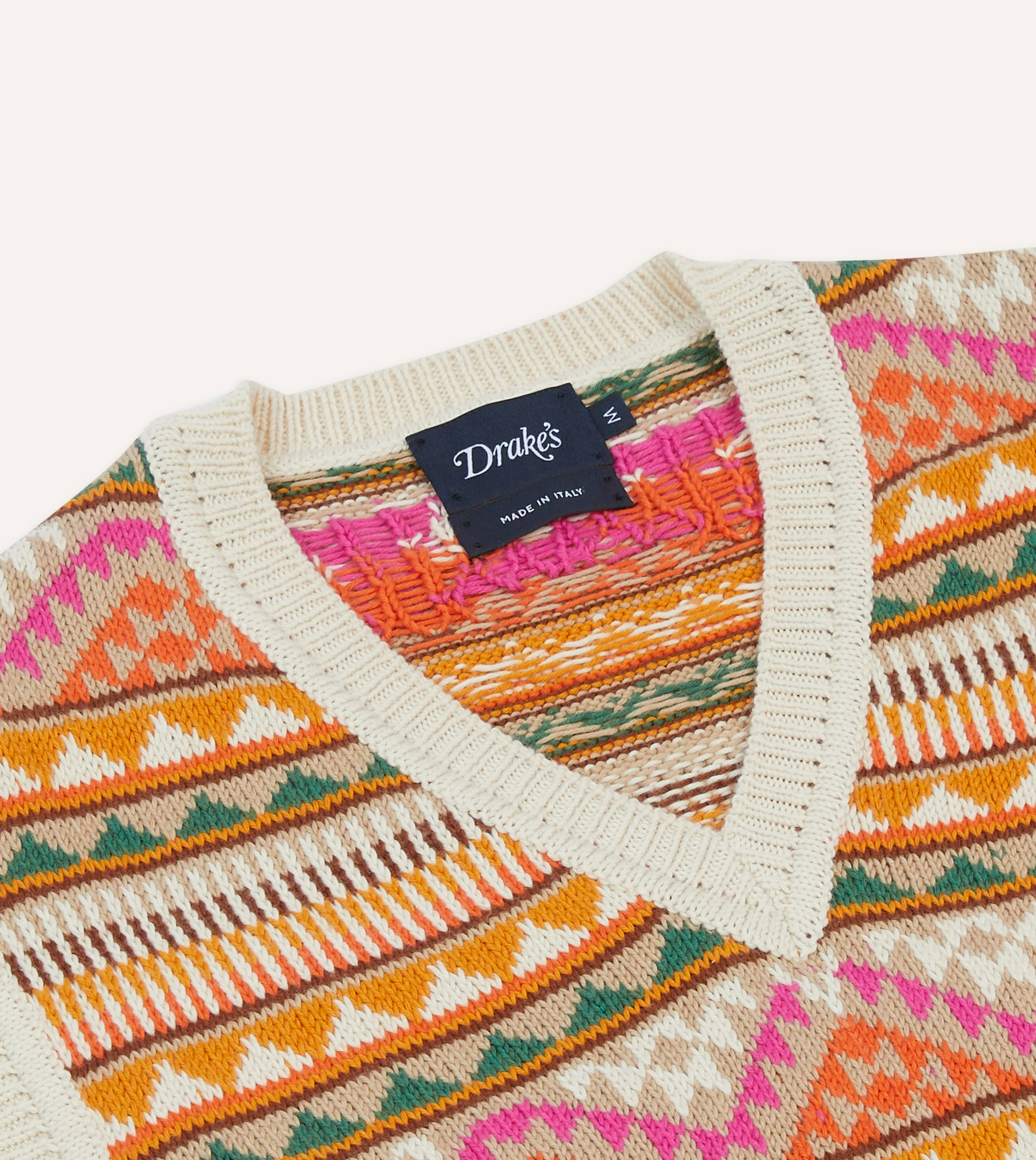 Beige Cotton Cashmere Kilim Knit Vest - Image 3