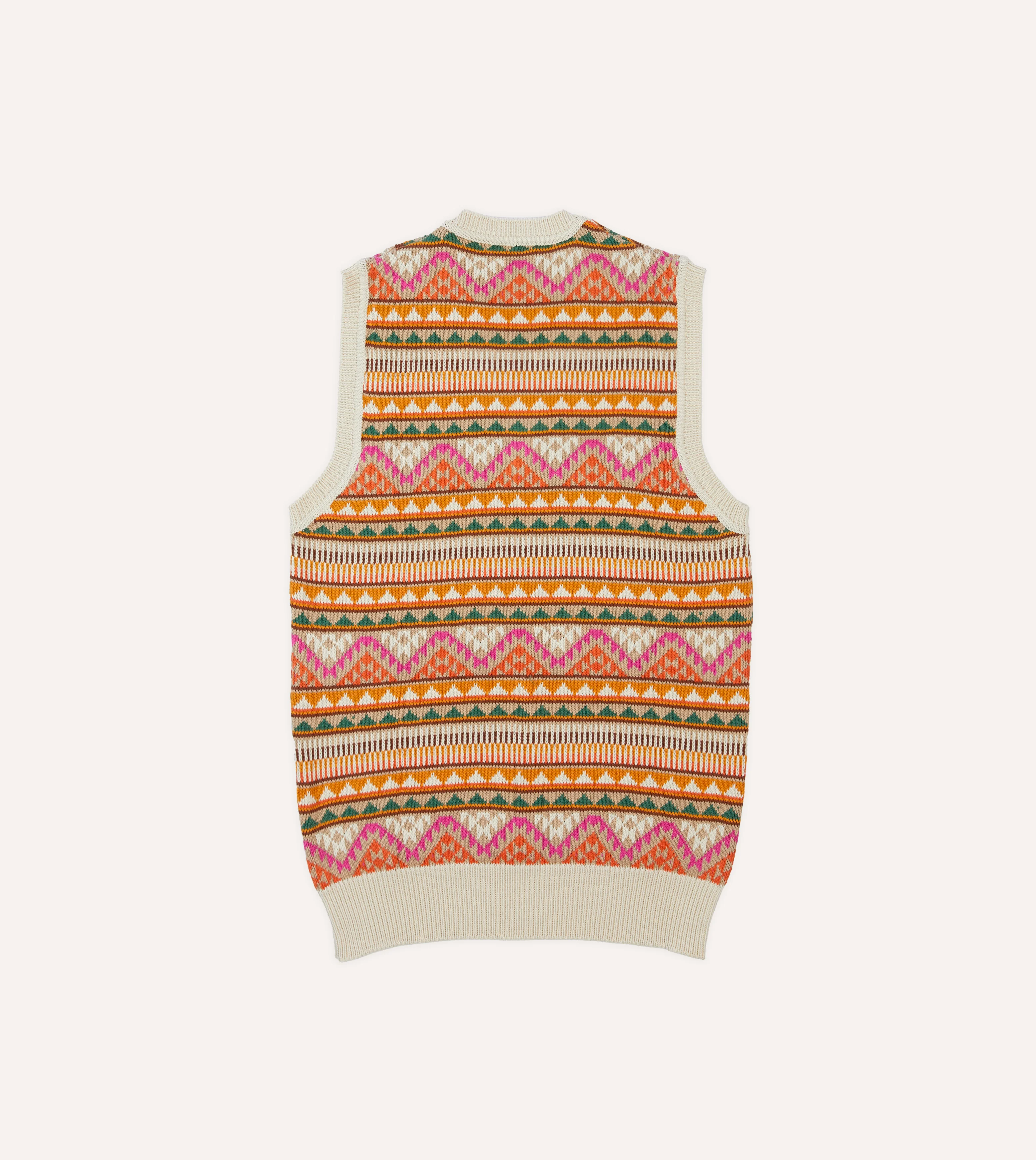 Beige Cotton Cashmere Kilim Knit Vest - Image 4