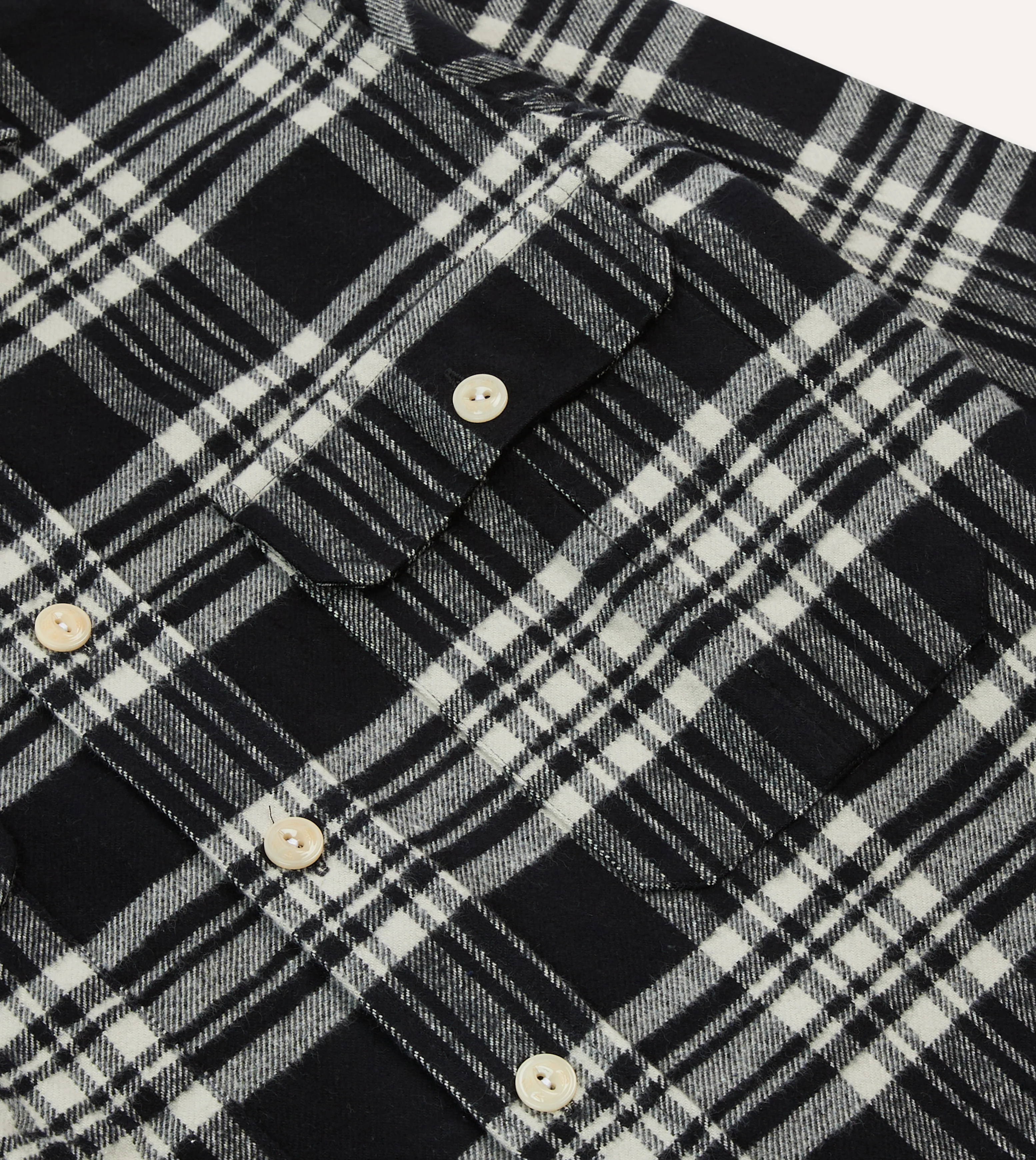 Black Check Cotton Two-Pocket Work Shirt - Image 4