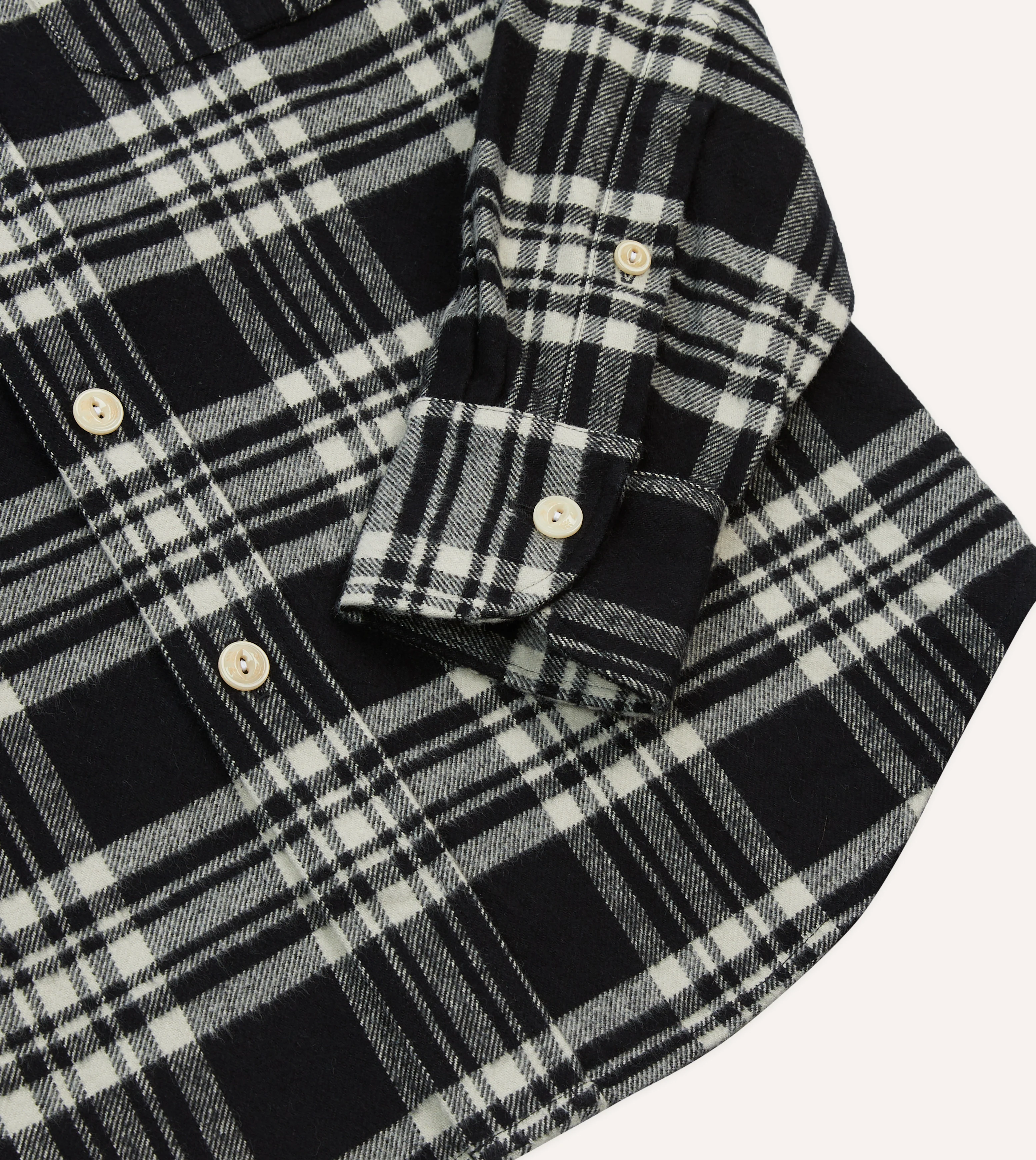 Black Check Cotton Two-Pocket Work Shirt - Image 5