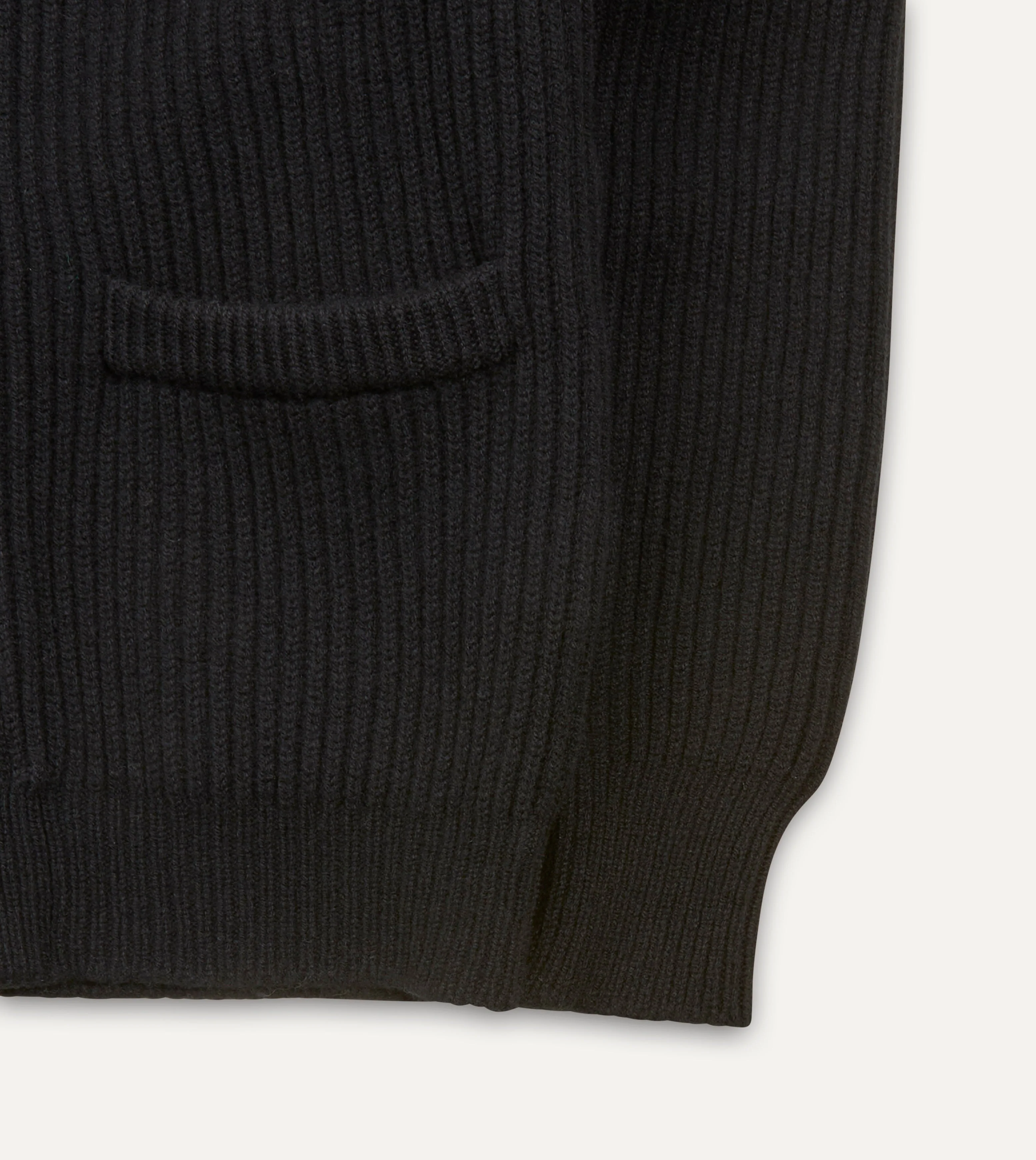 Black Lambswool Shawl Collar Cardigan - Image 5