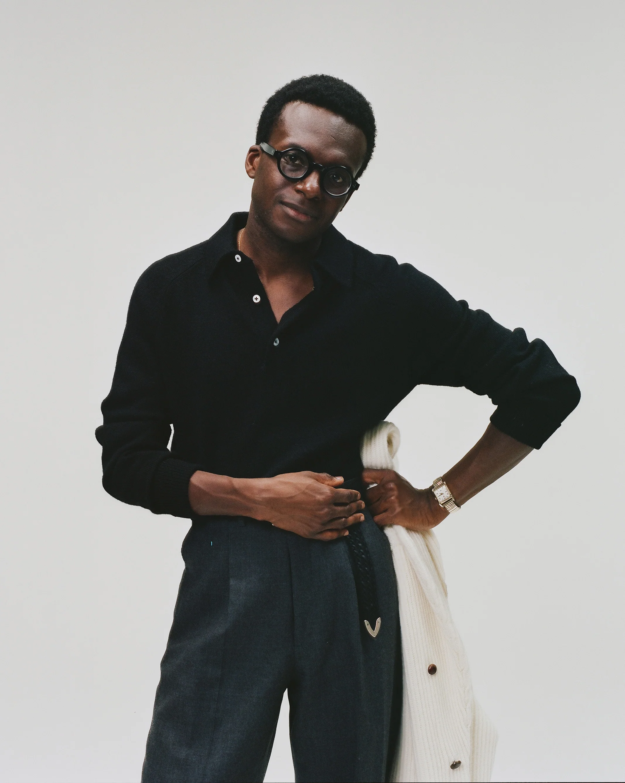 Black Merino Wool Knitted Polo - Image 6