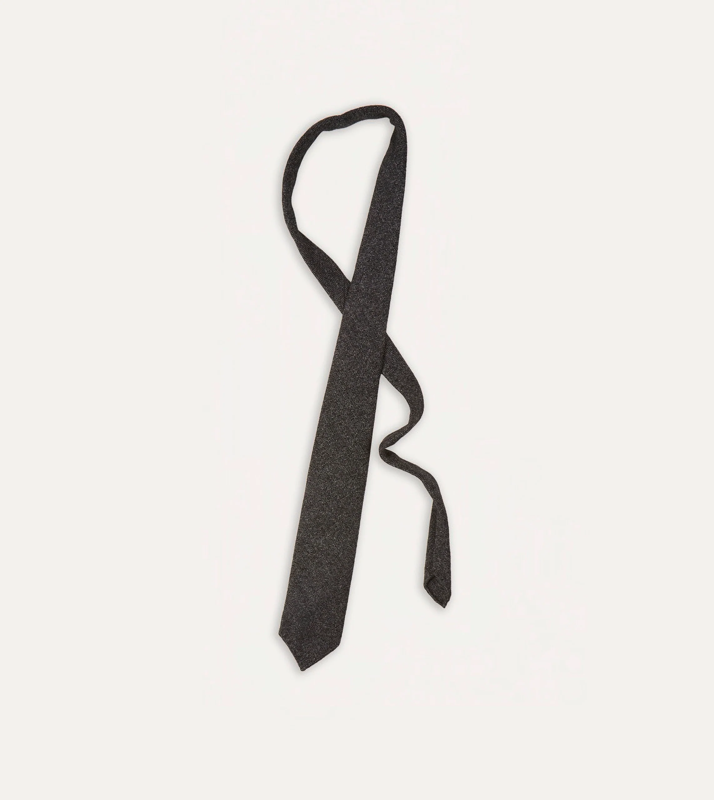 Black Pure Cashmere Solid Hand Rolled Tie - Image 4