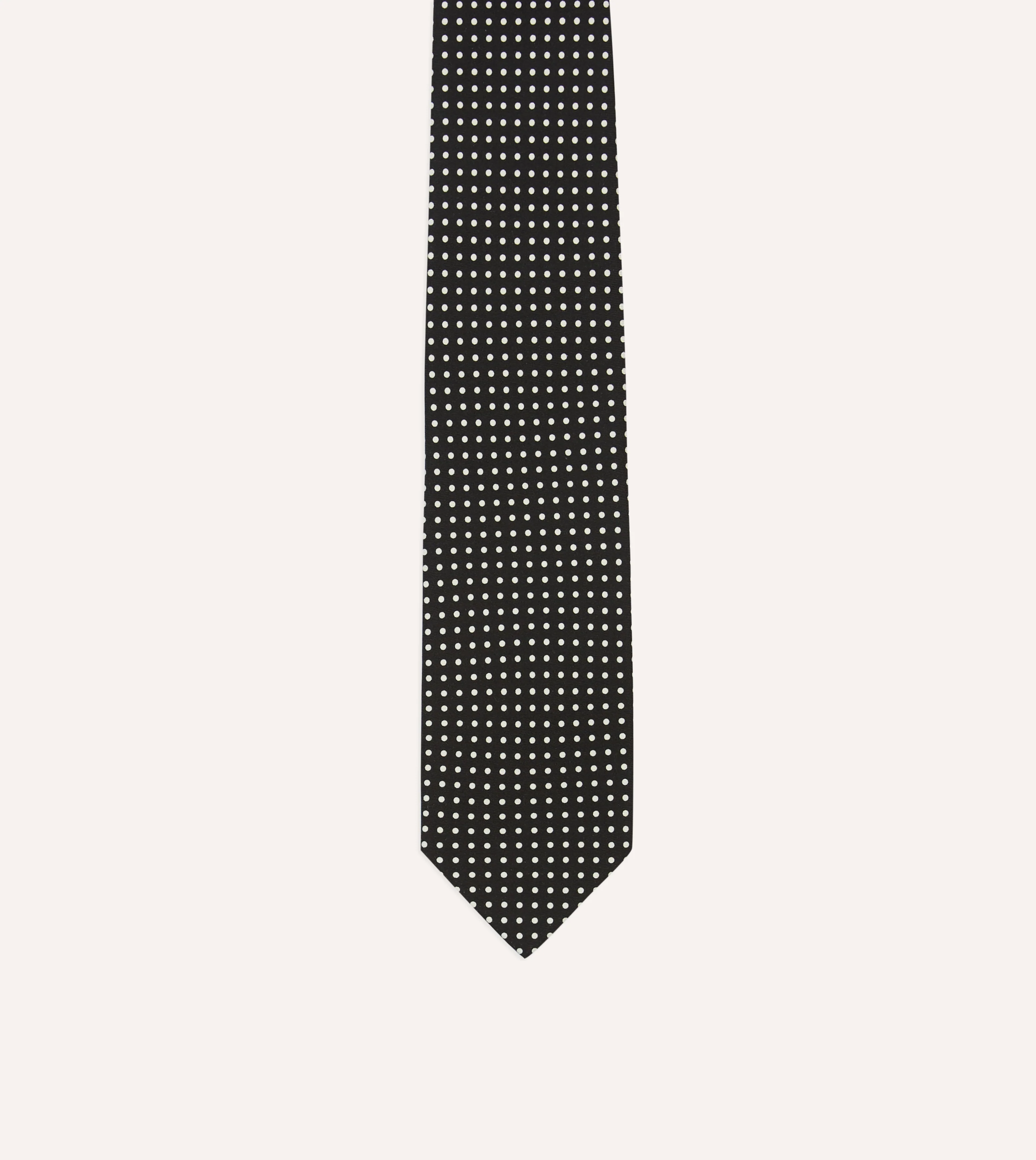 Black Small Spot Silk Self-Tipped Tie - Image 3