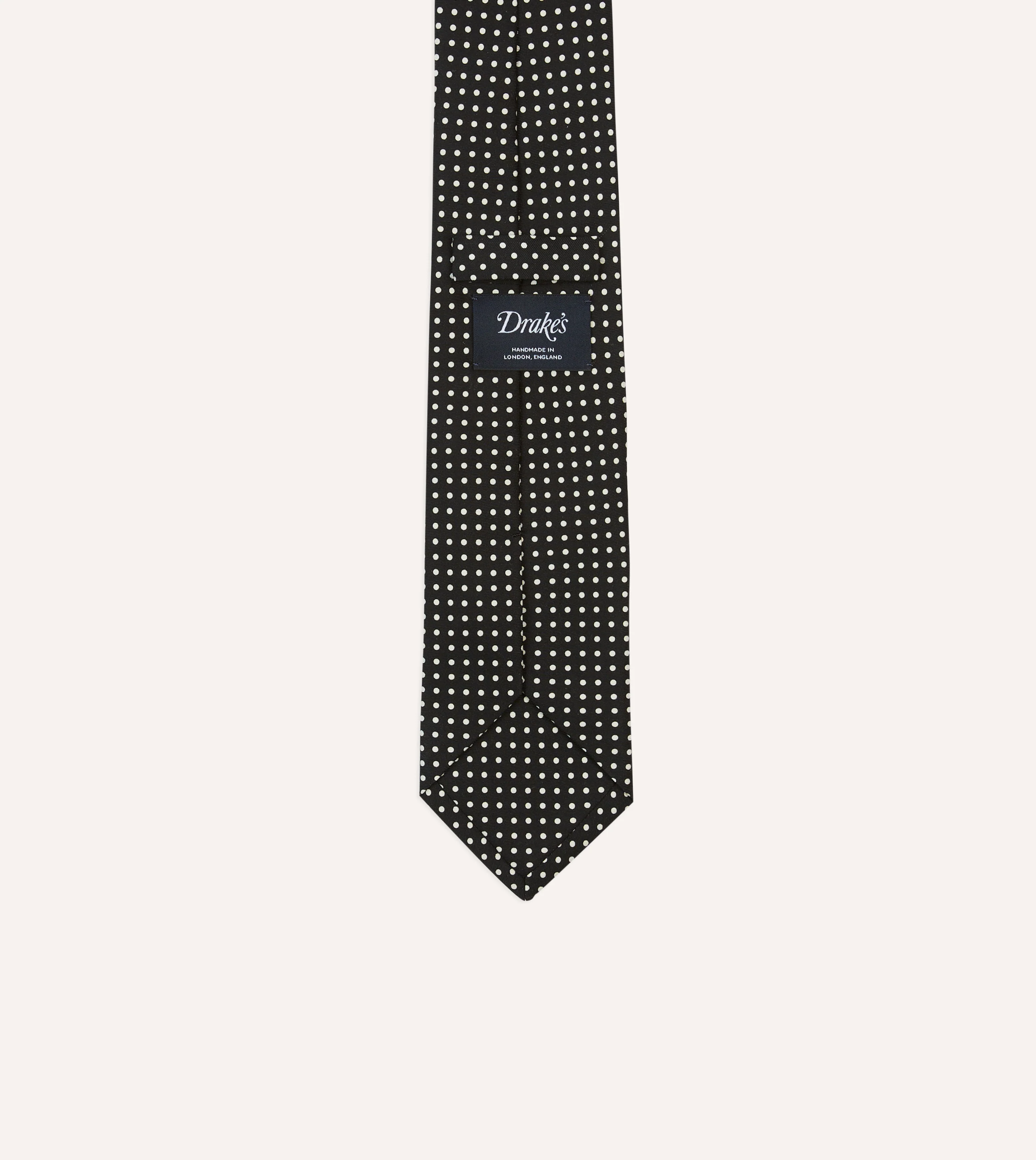 Black Small Spot Silk Self-Tipped Tie - Image 4