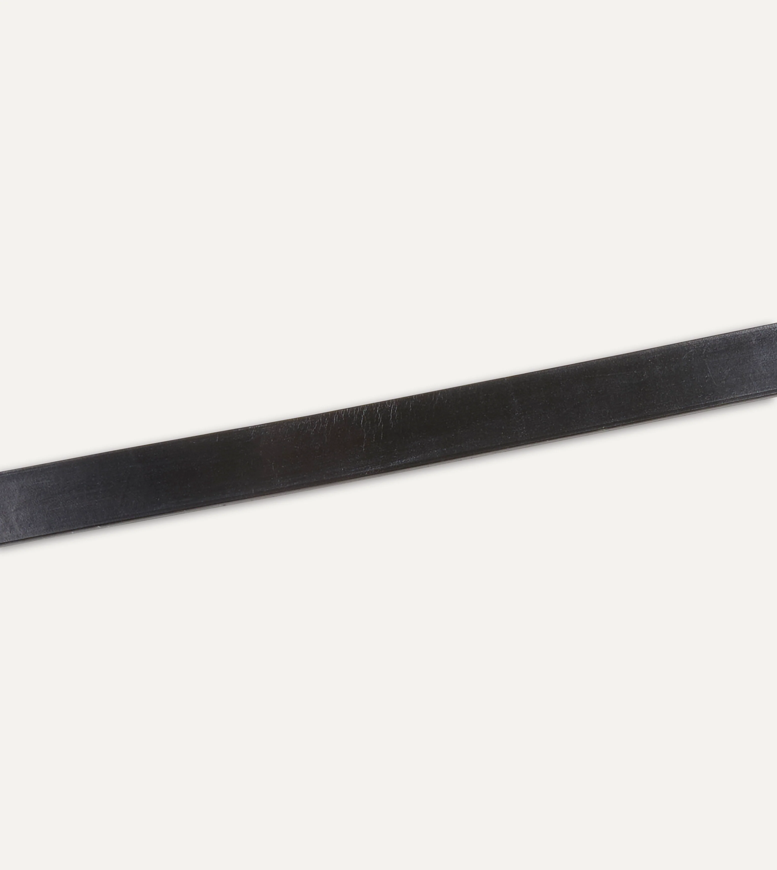 Black Unlined Bridle Leather Belt with Brass Buckle - Image 4