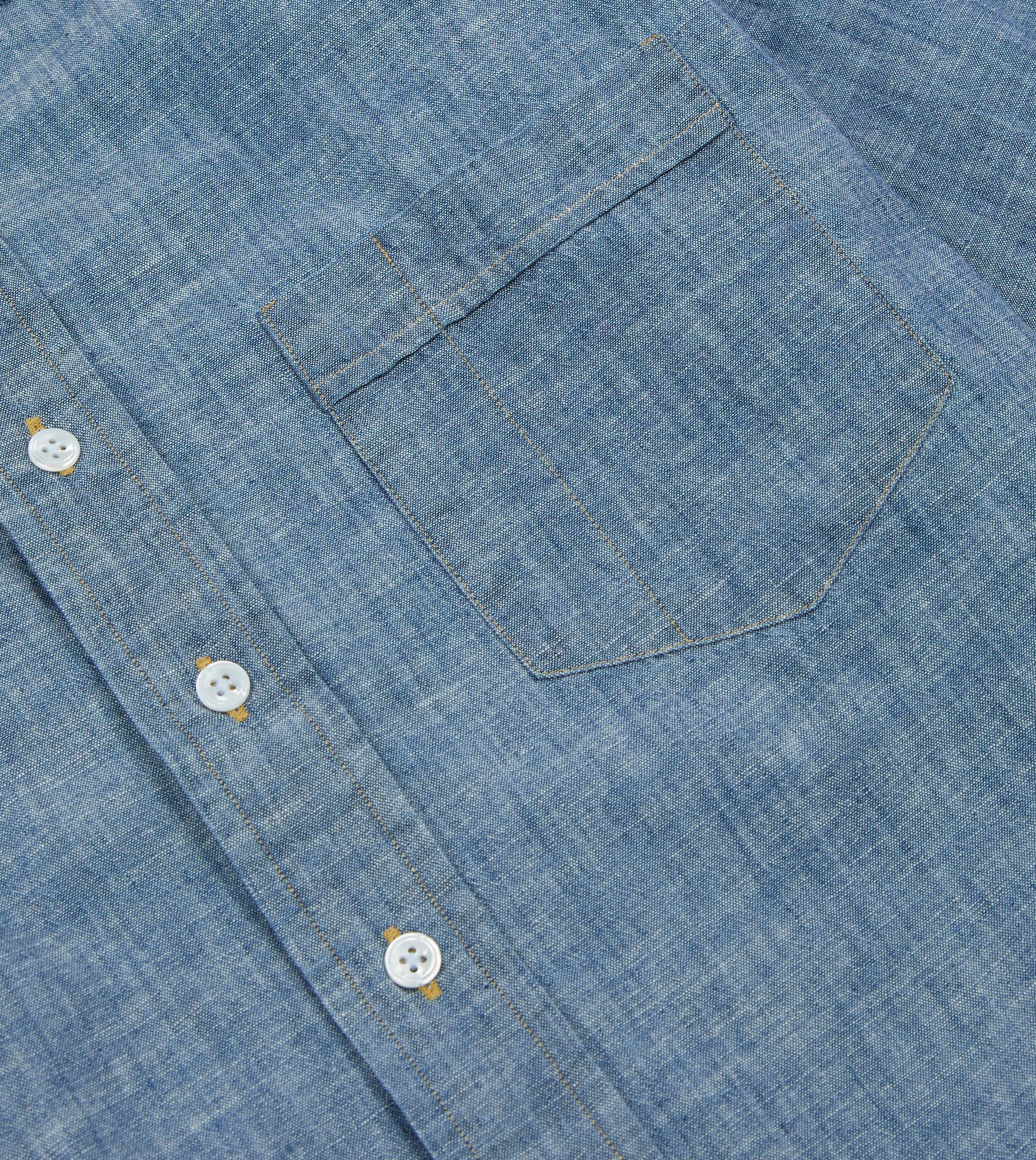 Blue Chambray Long Point Collar Shirt - Image 4