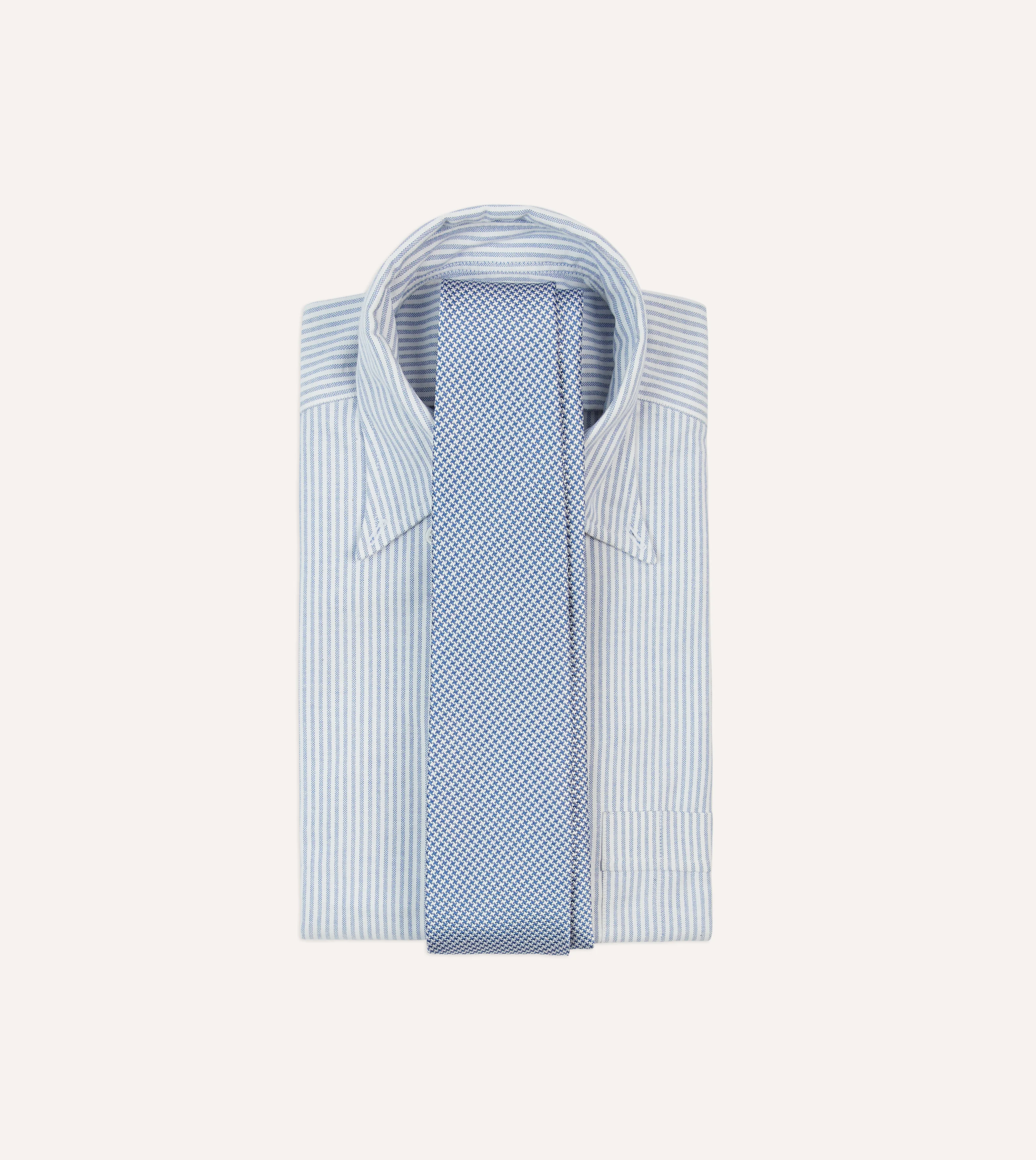 Blue Houndstooth Mogador Silk Tipped Tie - Image 2
