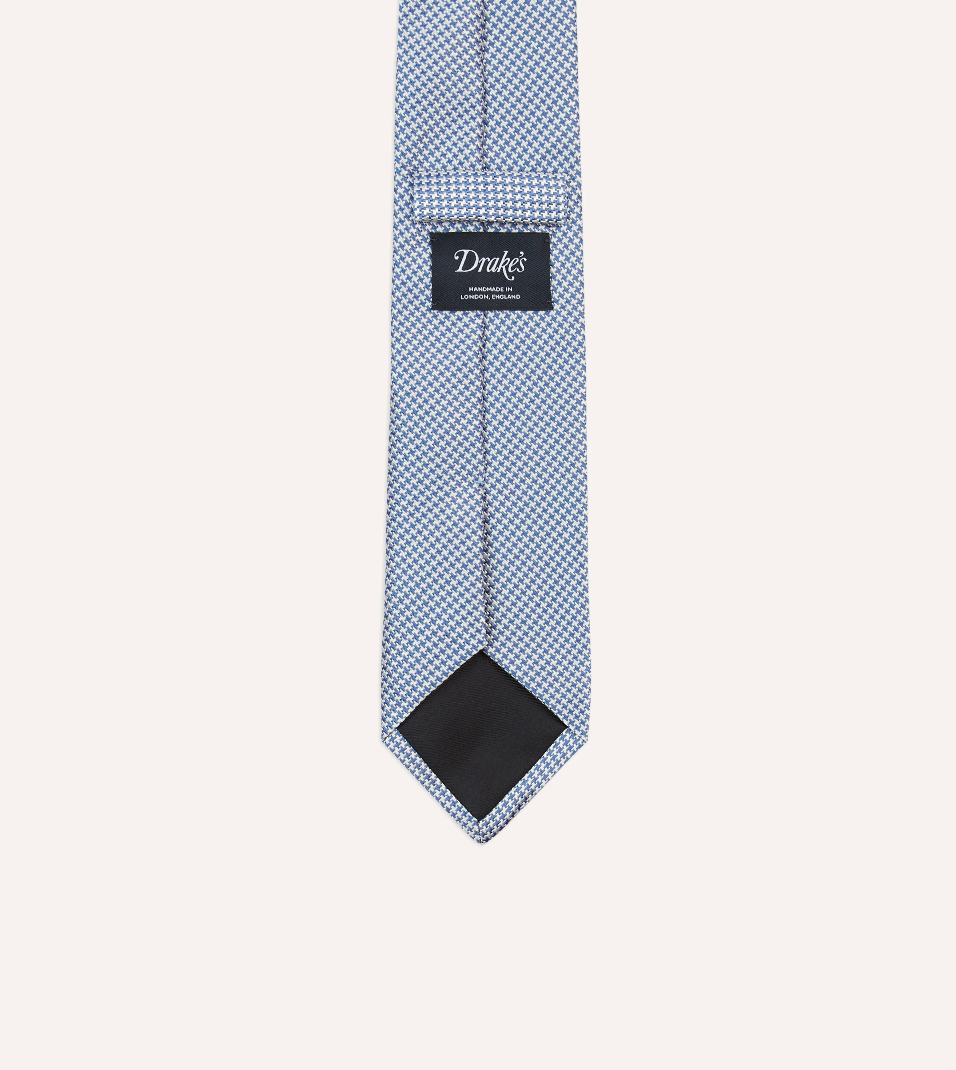Blue Houndstooth Mogador Silk Tipped Tie - Image 4