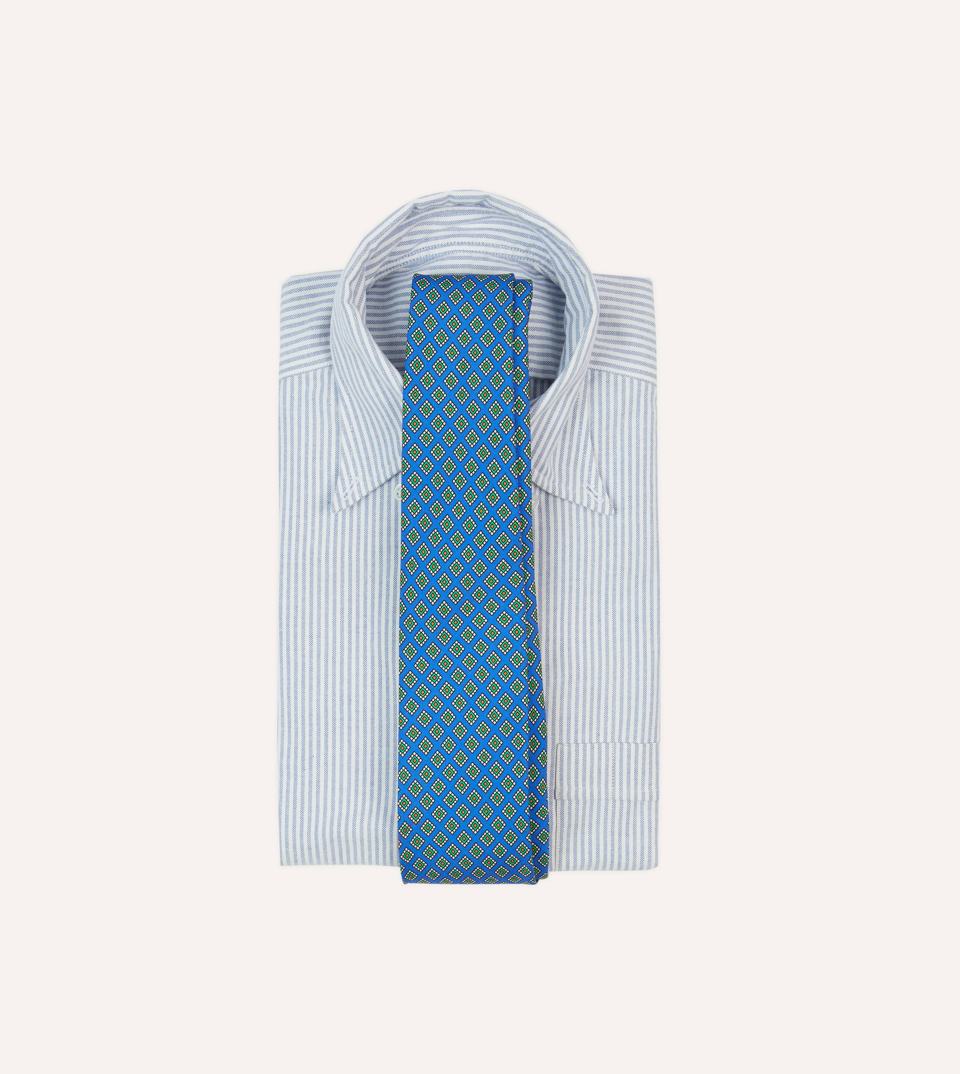 Blue Square Medallion Self-Tipped Silk Tie - Image 2