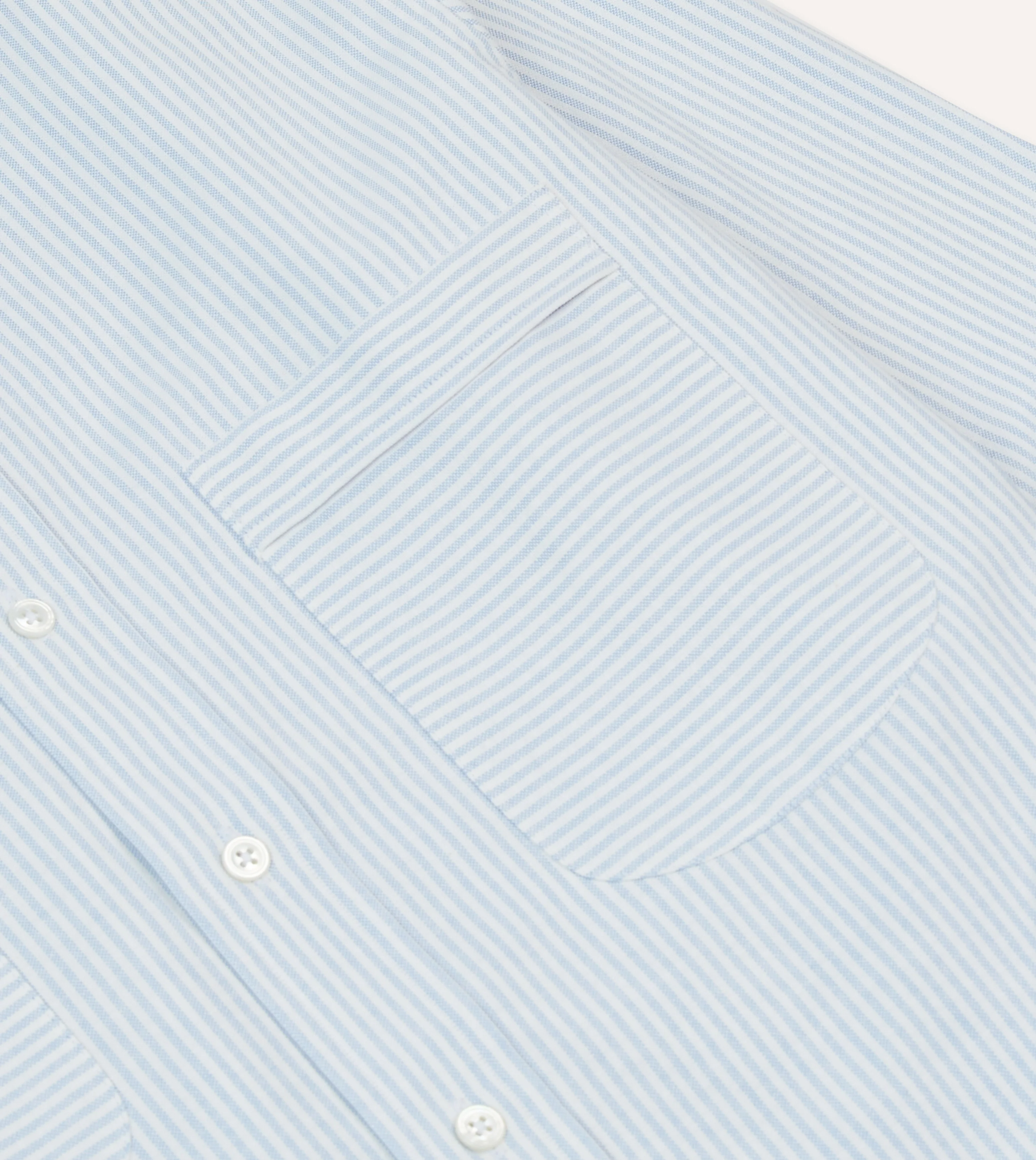 Blue Ticking Stripe Oxford Cloth Button-Down Work Shirt - Image 4