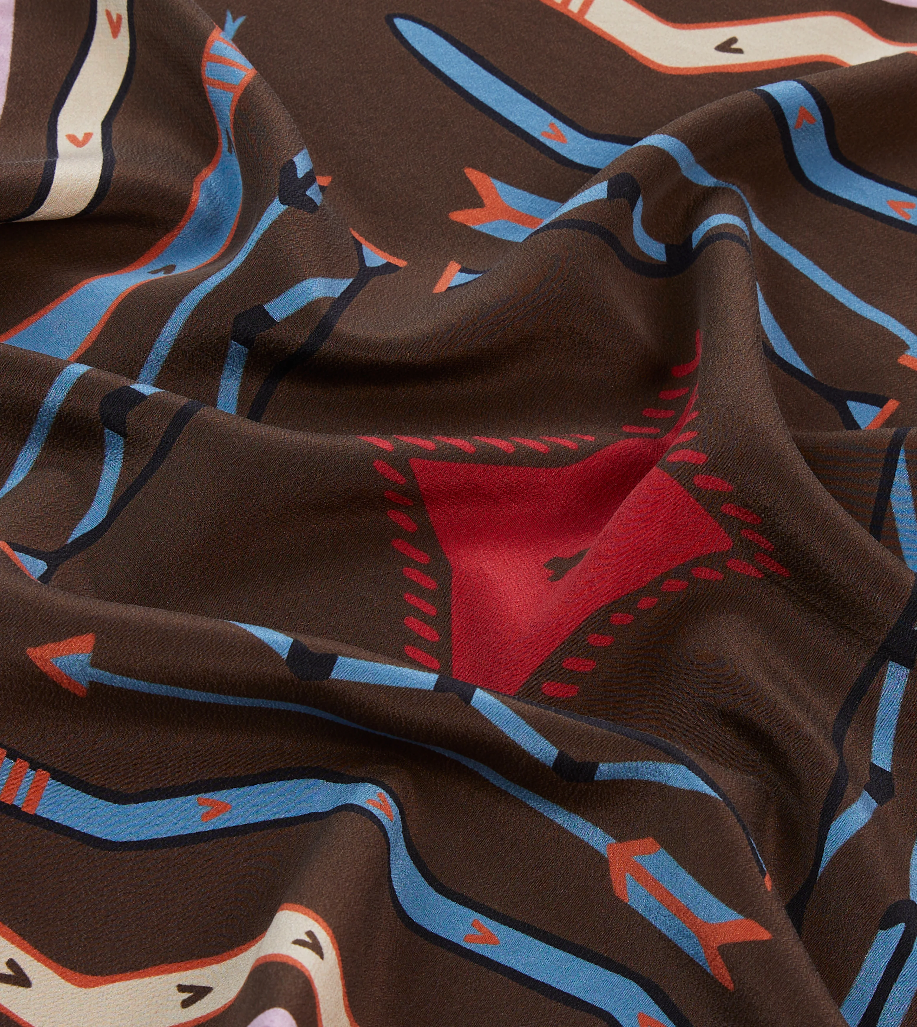 Brown and Pink Tribal Print Silk Pocket Square - Image 2