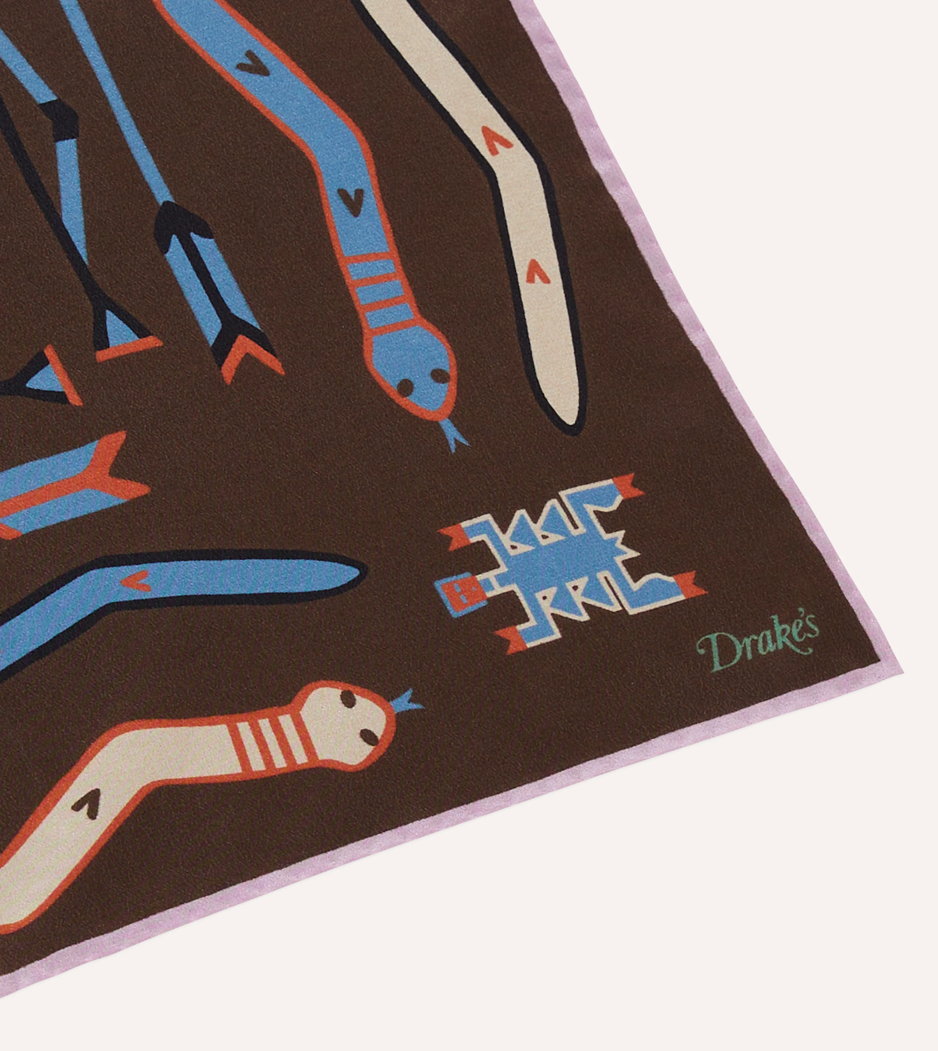 Brown and Pink Tribal Print Silk Pocket Square - Image 3