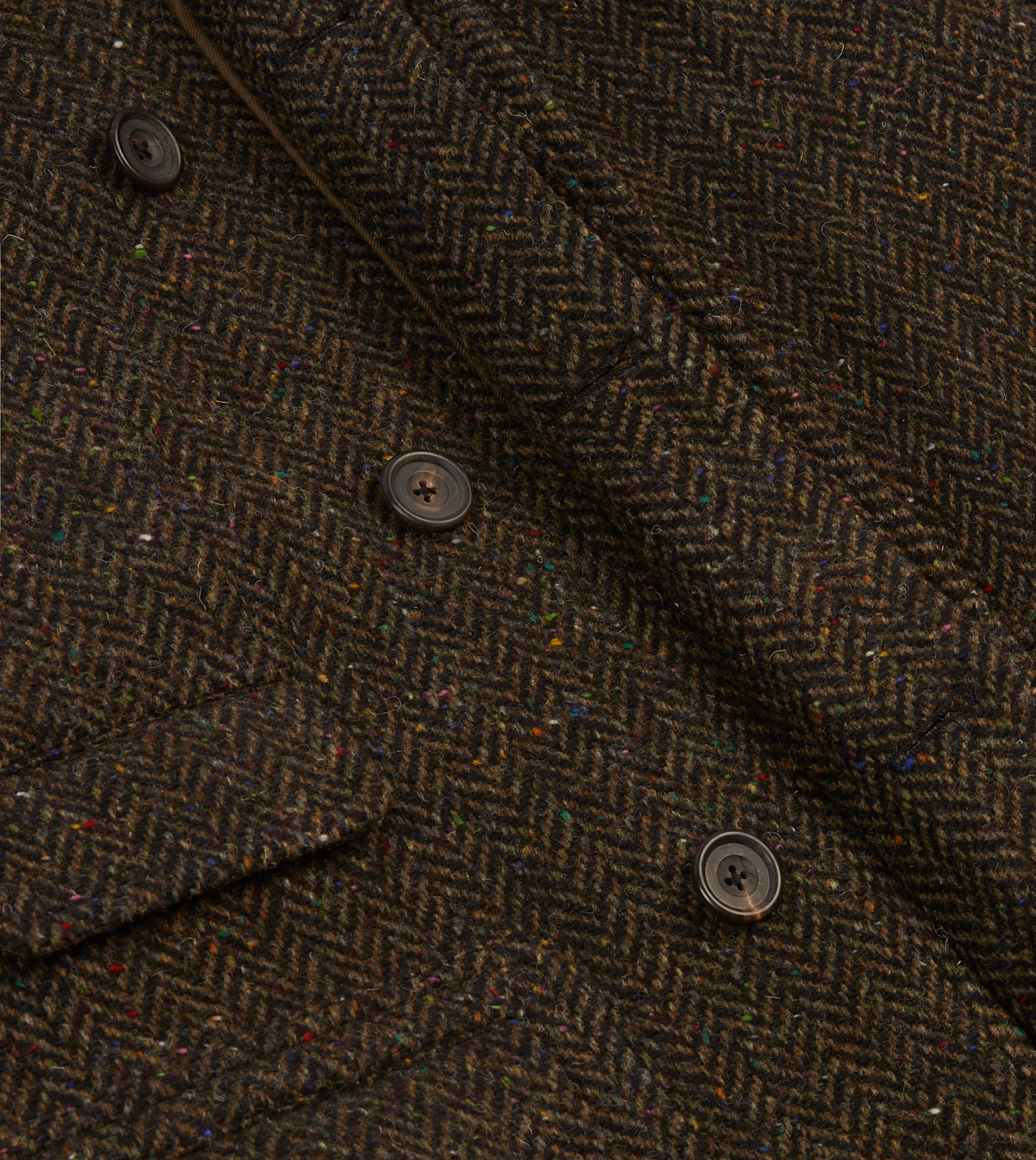 Brown Herringbone Wool Raglan Coat - Image 6