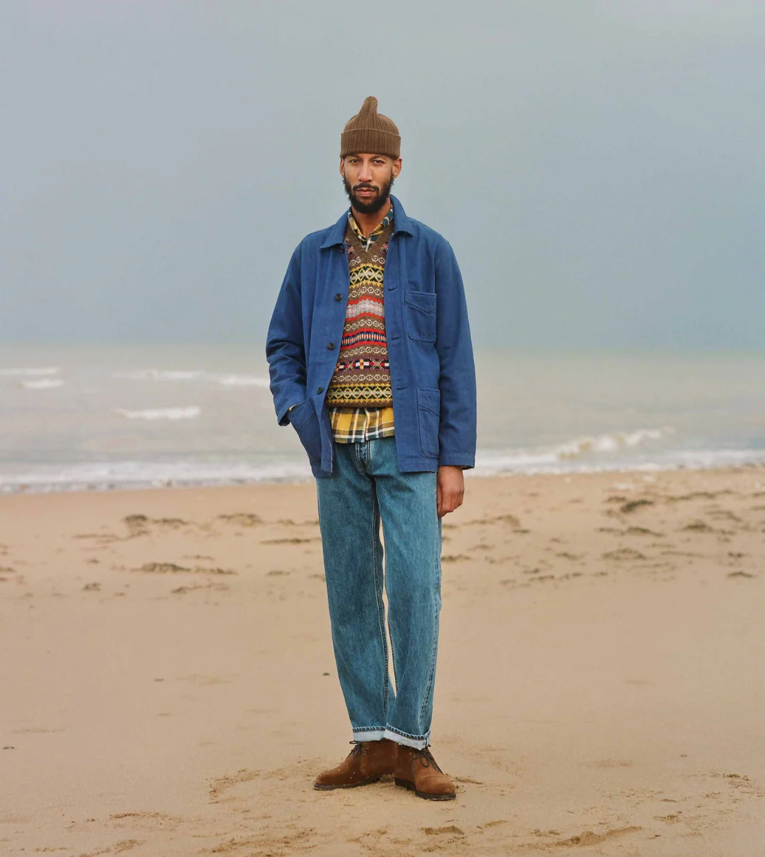 Brown Lambswool Ribbed Knit Cap - Image 5