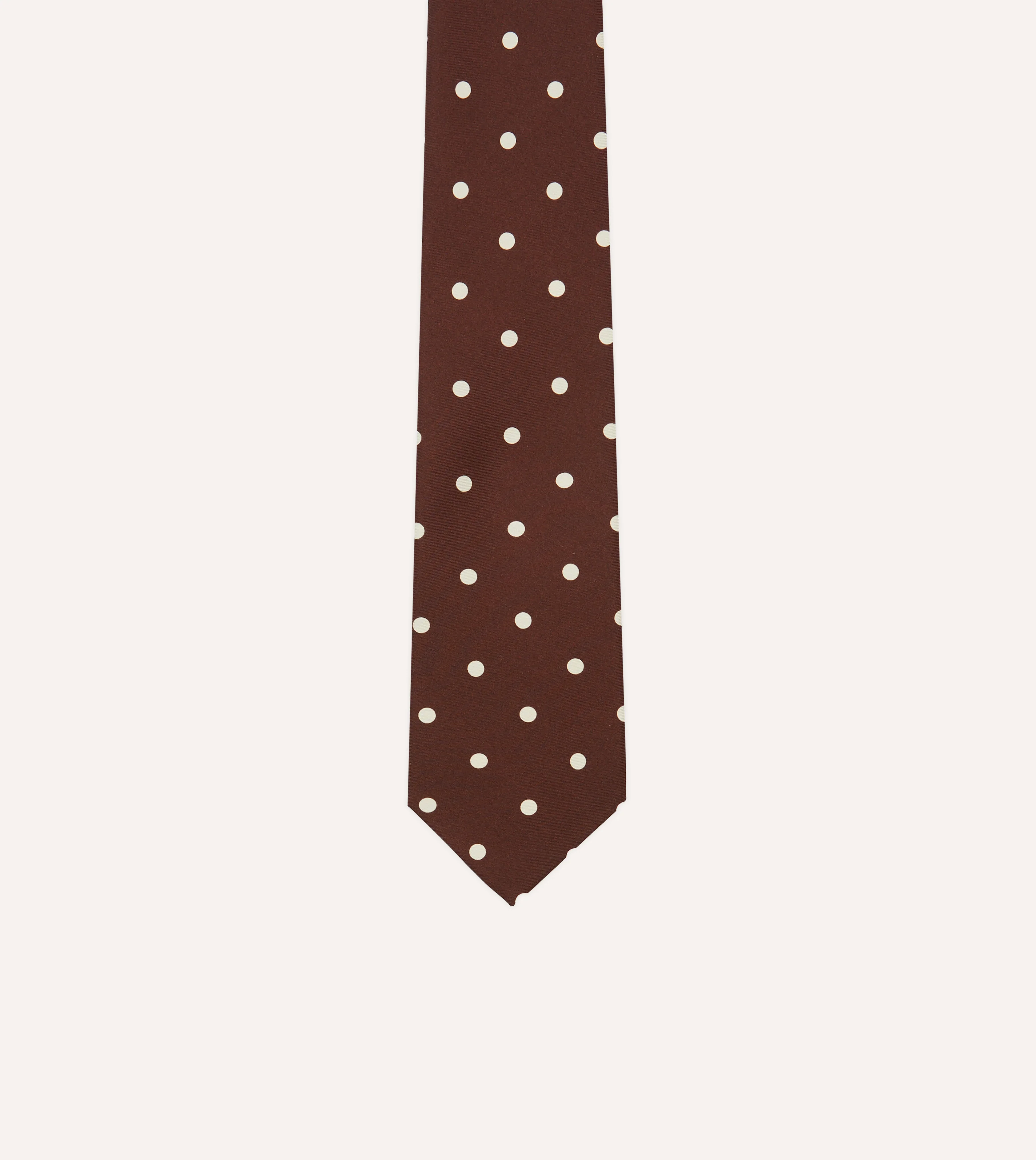 Brown Large Spot Silk Self-Tipped Tie - Image 3