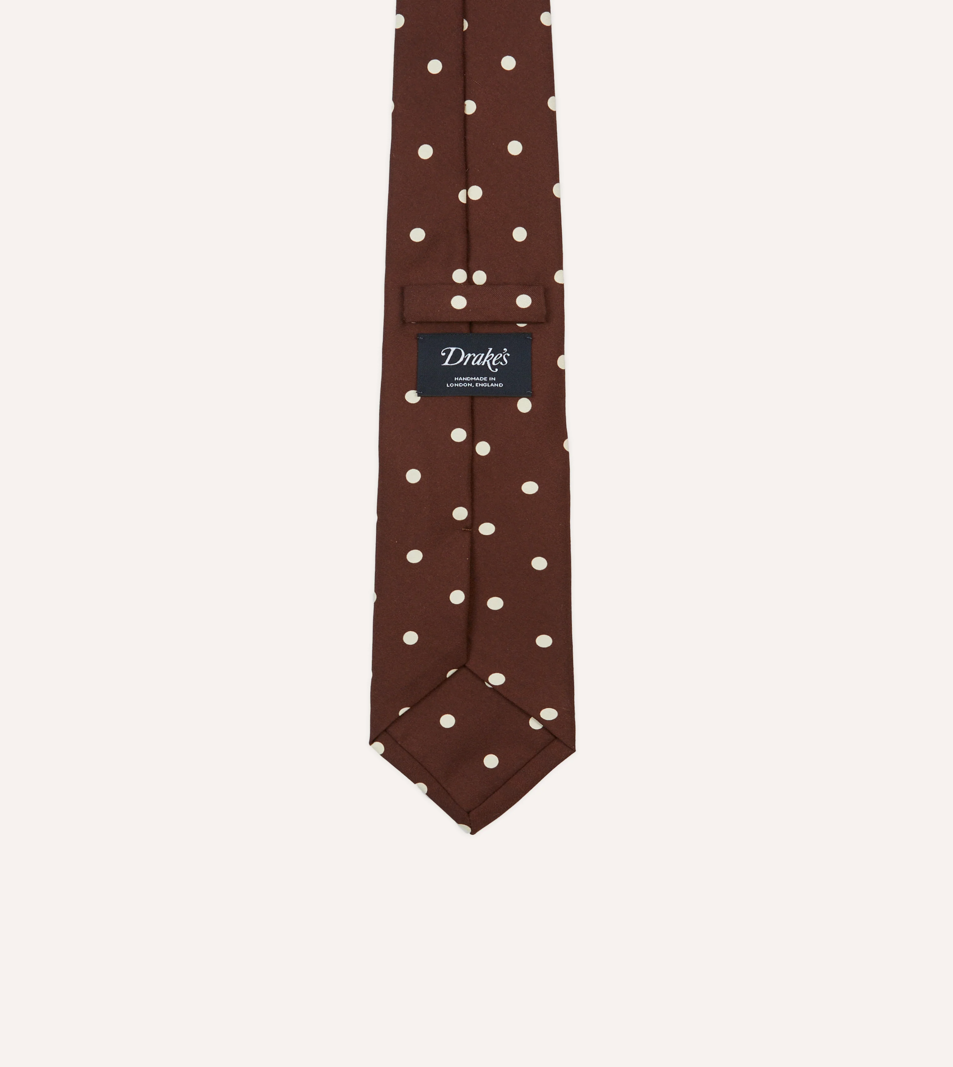 Brown Large Spot Silk Self-Tipped Tie - Image 4