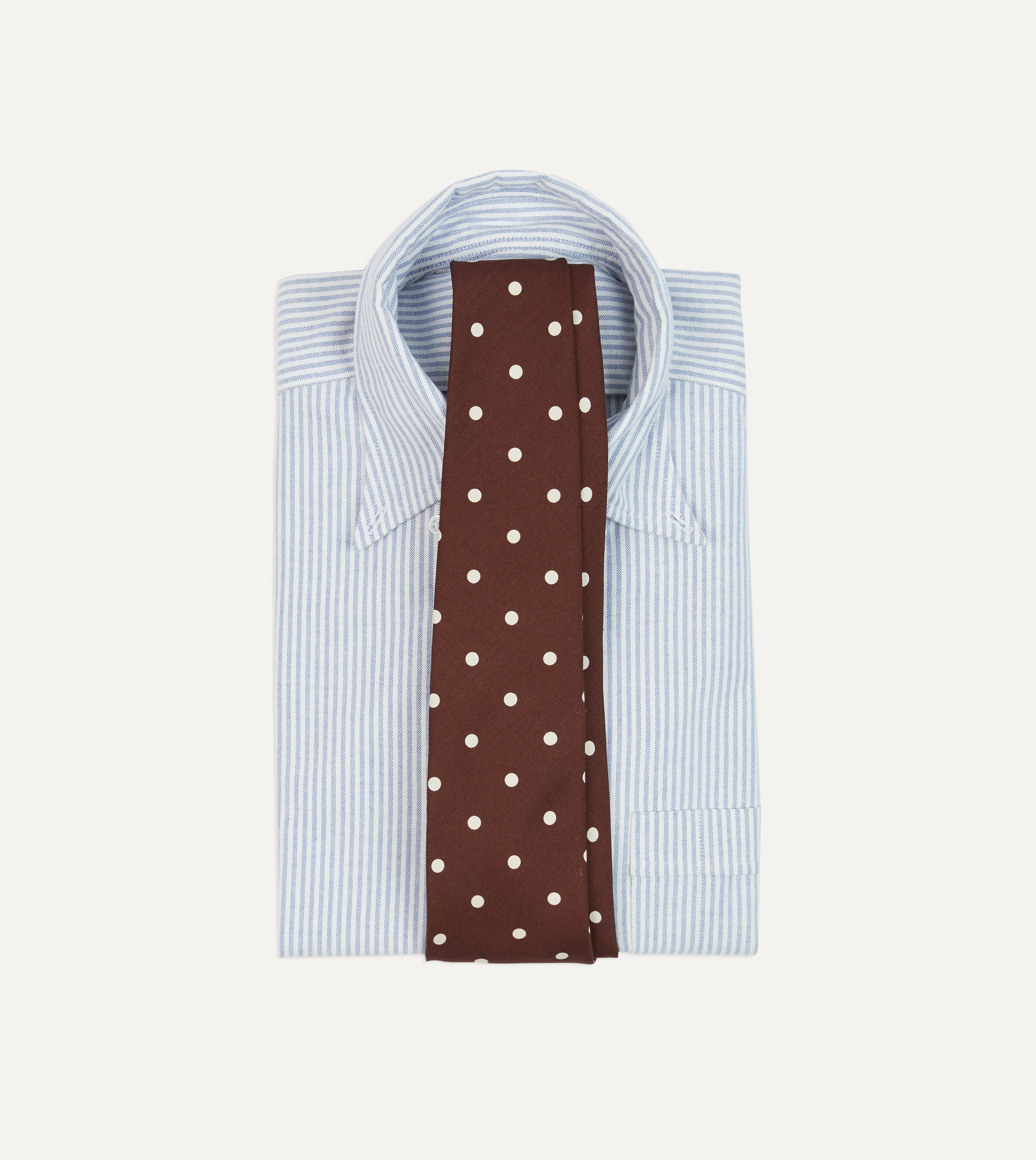 Brown Polka Dot Silk Self-Tipped Tie - Image 2