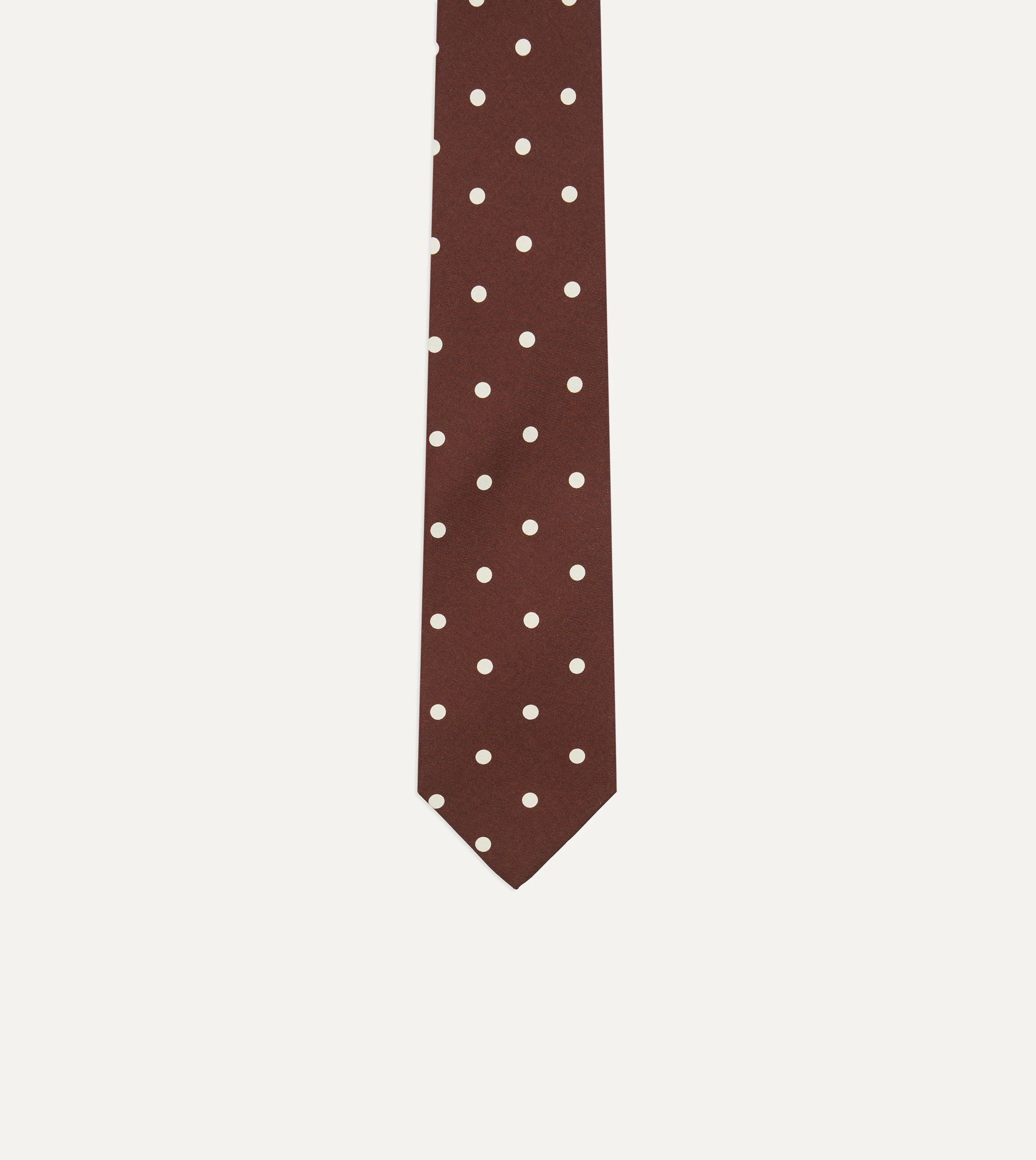 Brown Polka Dot Silk Self-Tipped Tie - Image 3