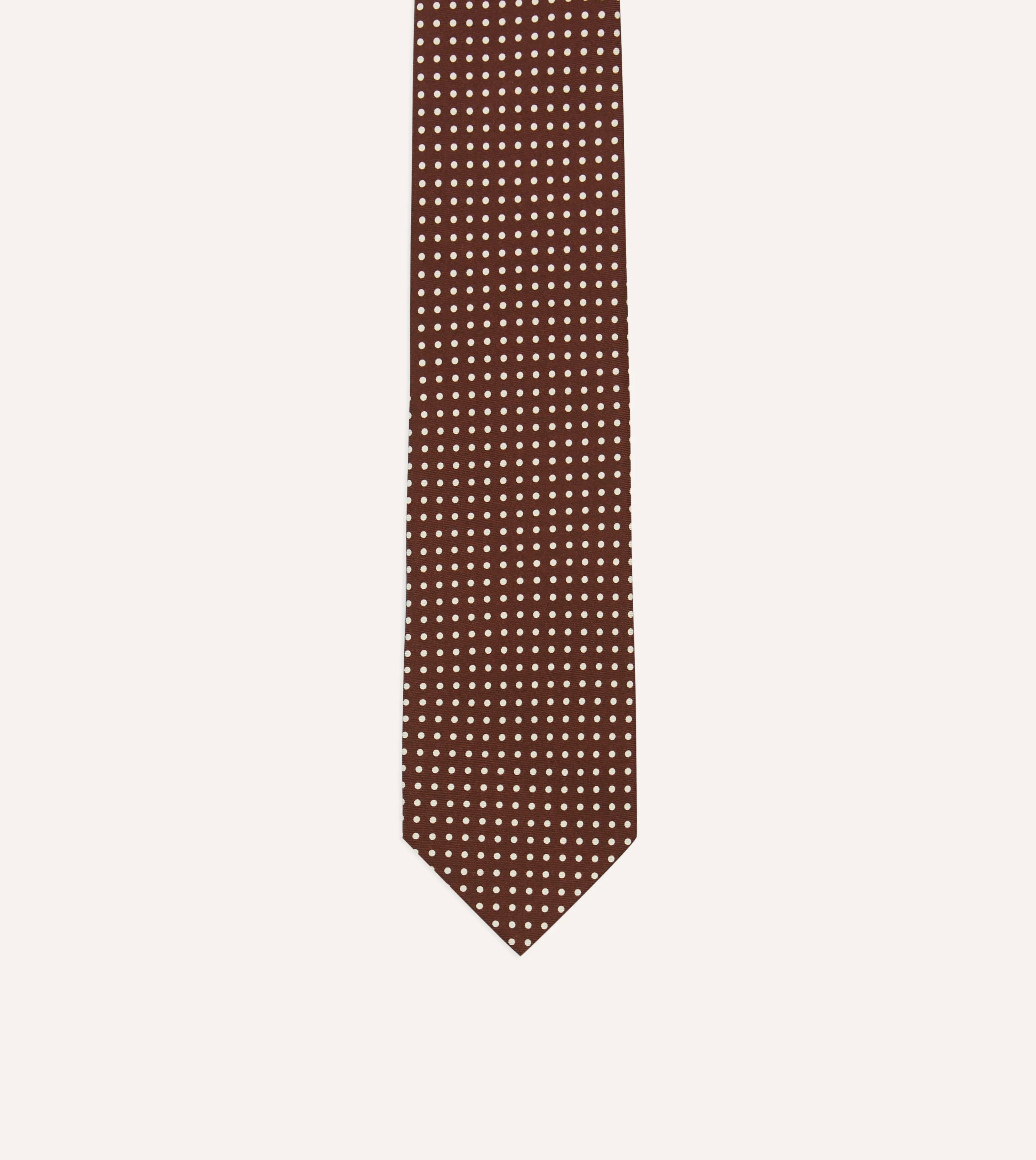 Brown Small Spot Silk Self-Tipped Tie - Image 3