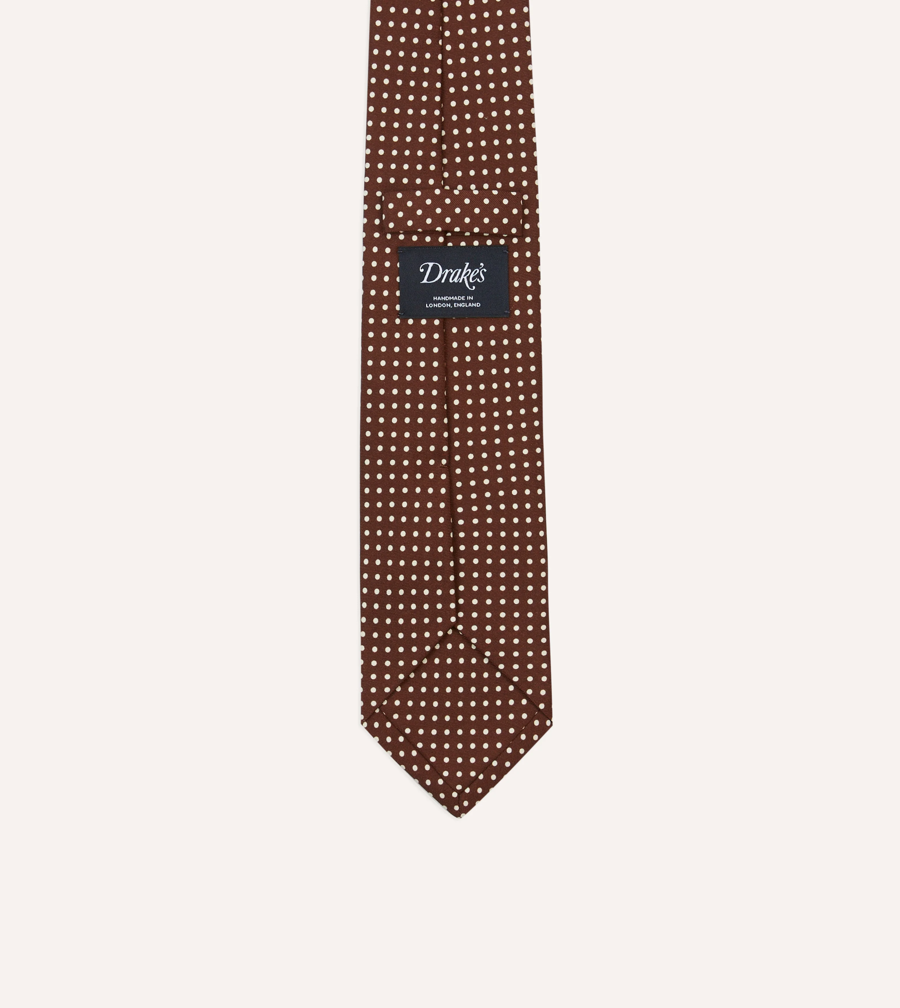 Brown Small Spot Silk Self-Tipped Tie - Image 4