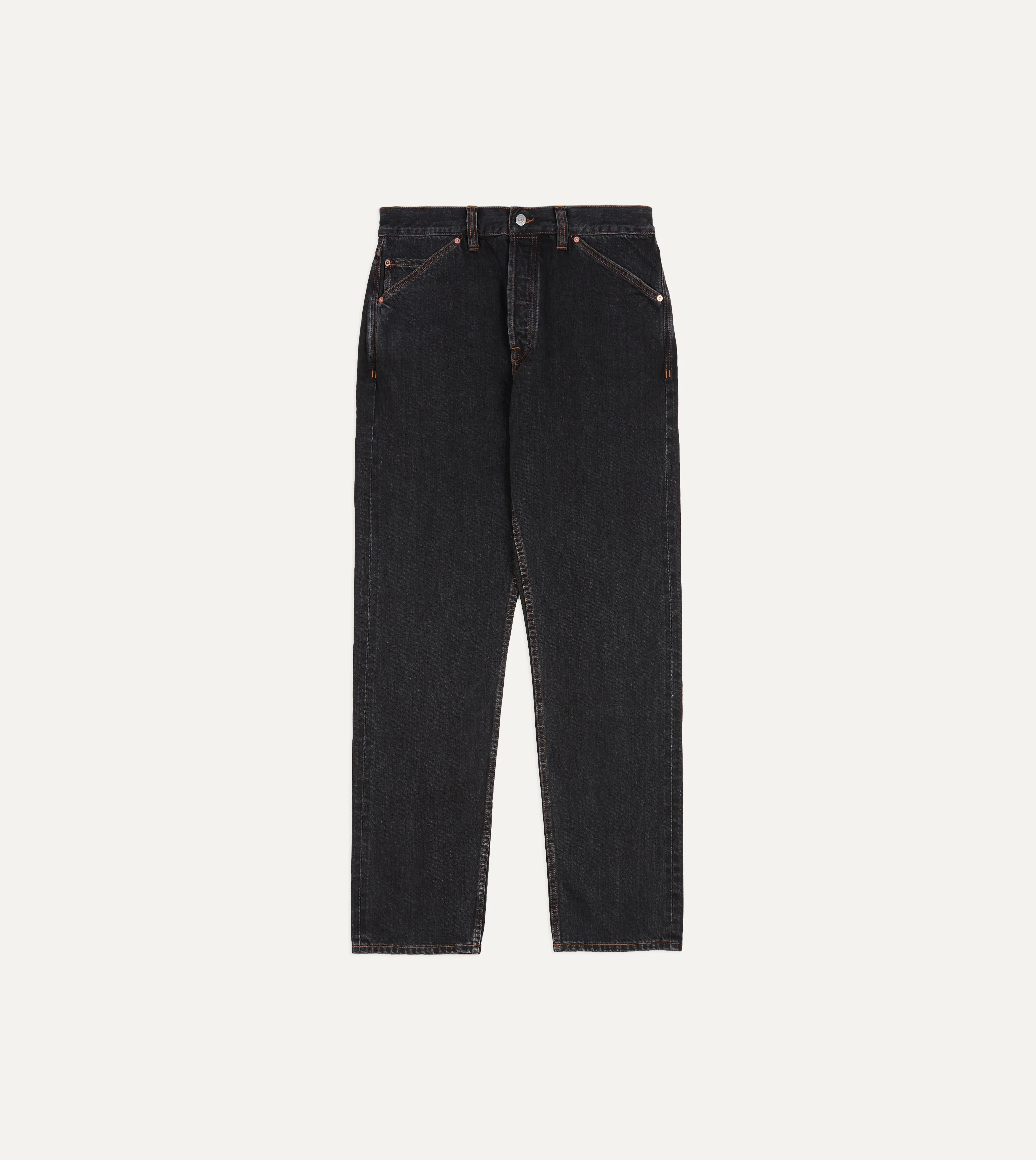 Charcoal 12.3oz Japanese Selvedge Denim Five-Pocket Jeans - Image 3