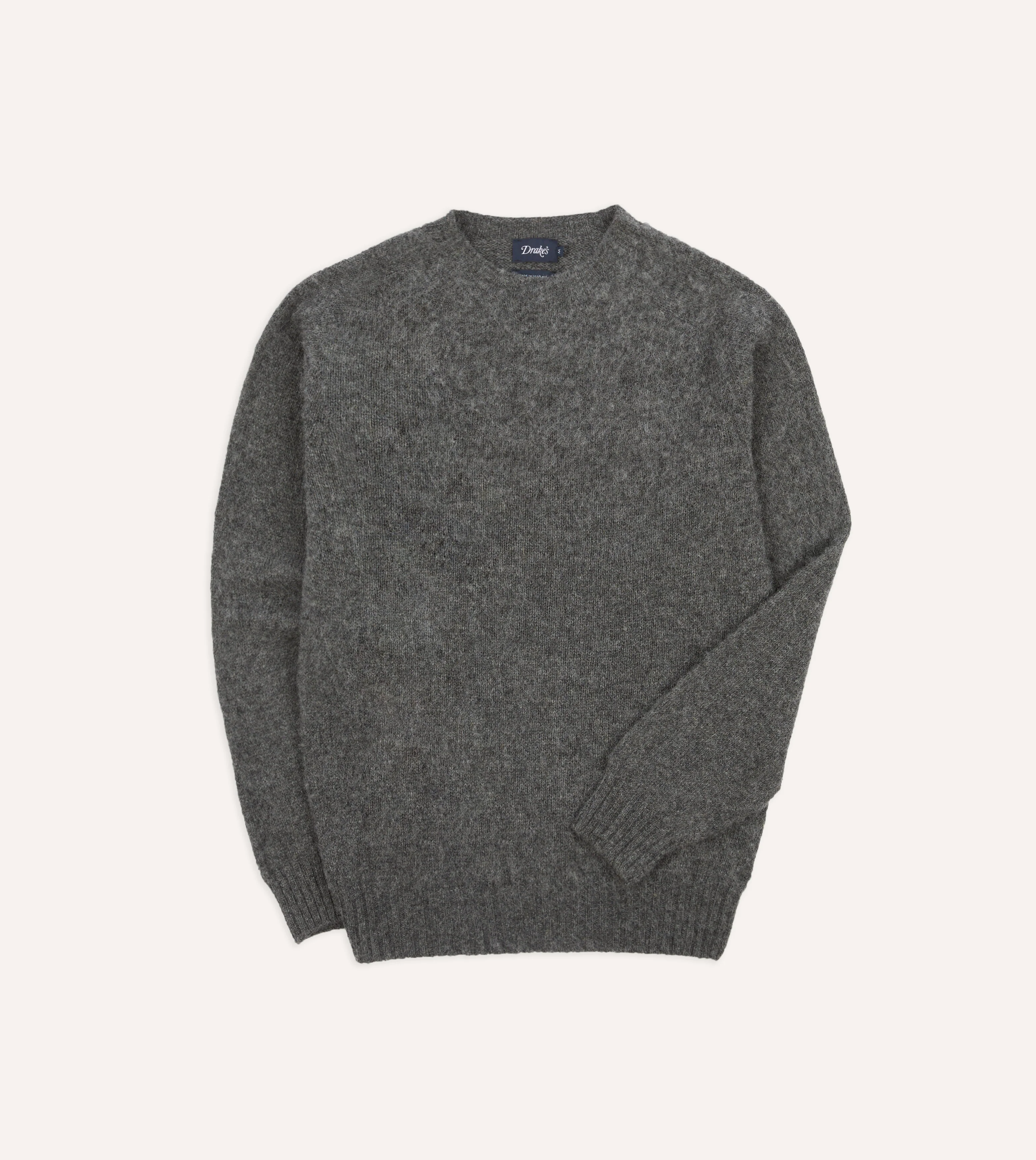 Charcoal Brushed Shetland Crew Neck Jumper - Image 3