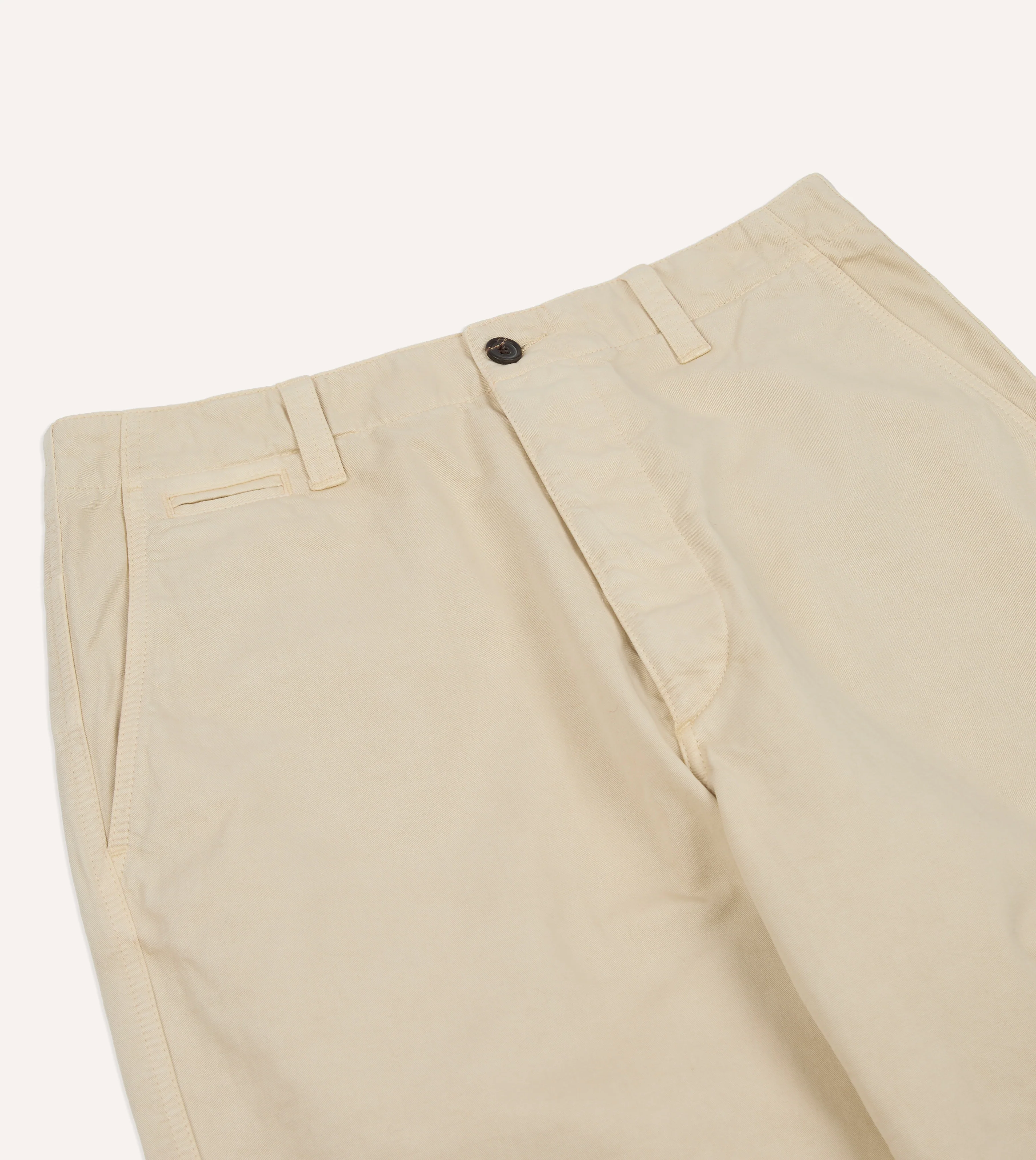 Cream Cotton Wide Leg Flat Front Chino - Image 4