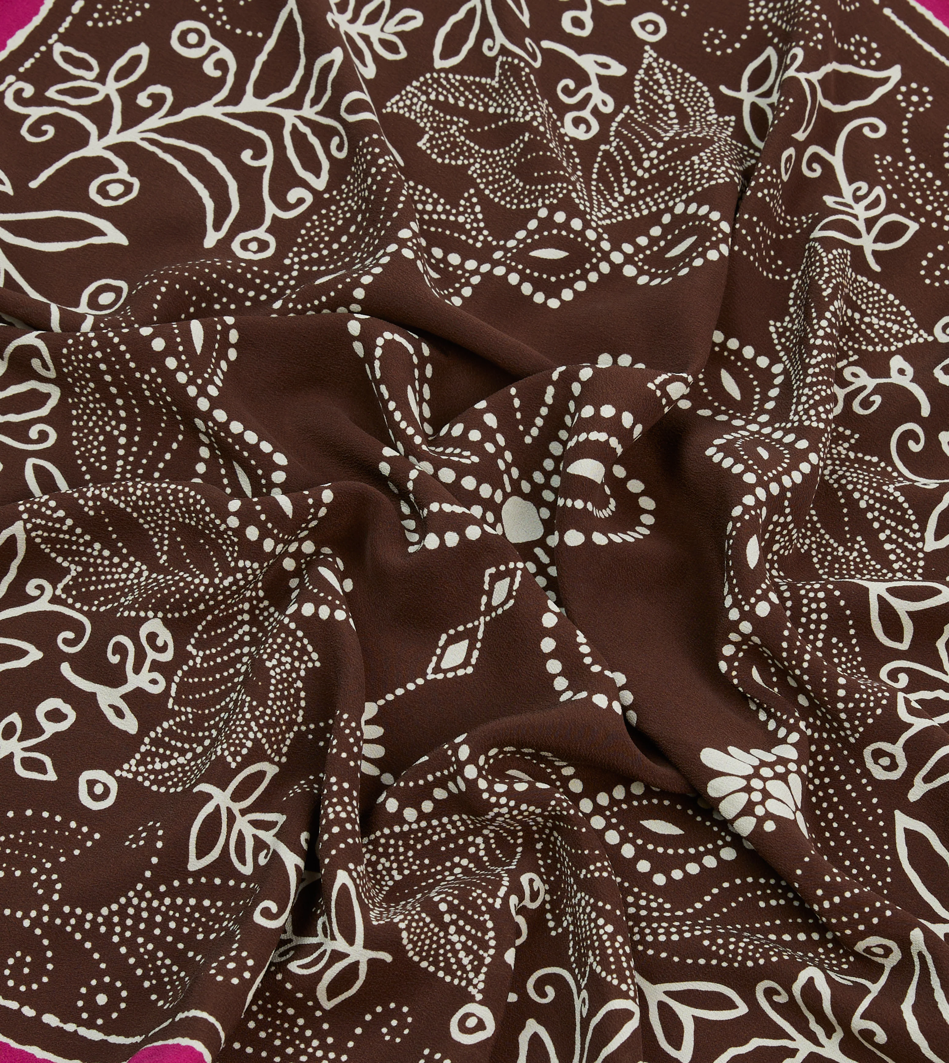 Brown Floral Paisley Print Silk Bandana - Image 2