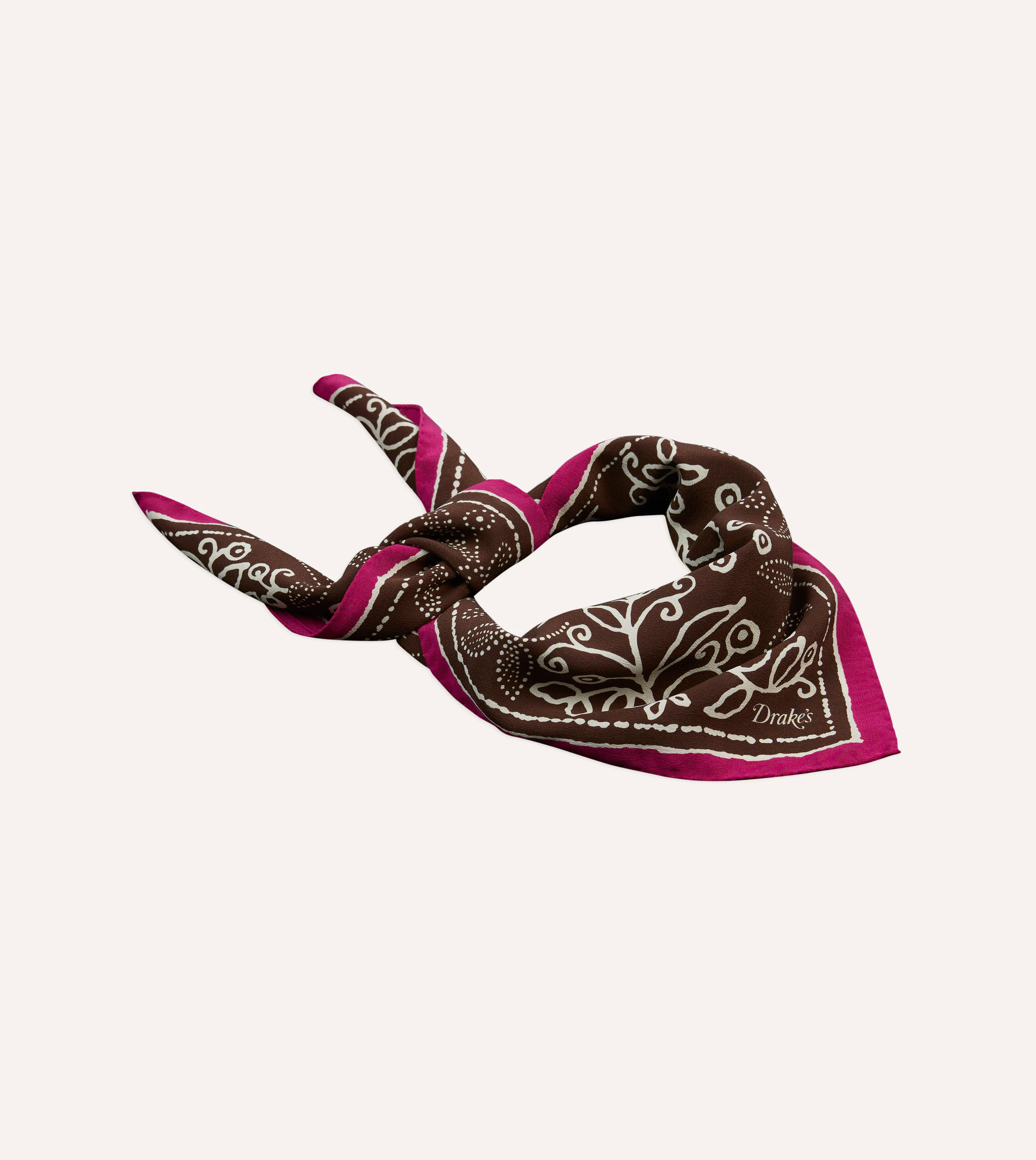 Brown Floral Paisley Print Silk Bandana - Image 5