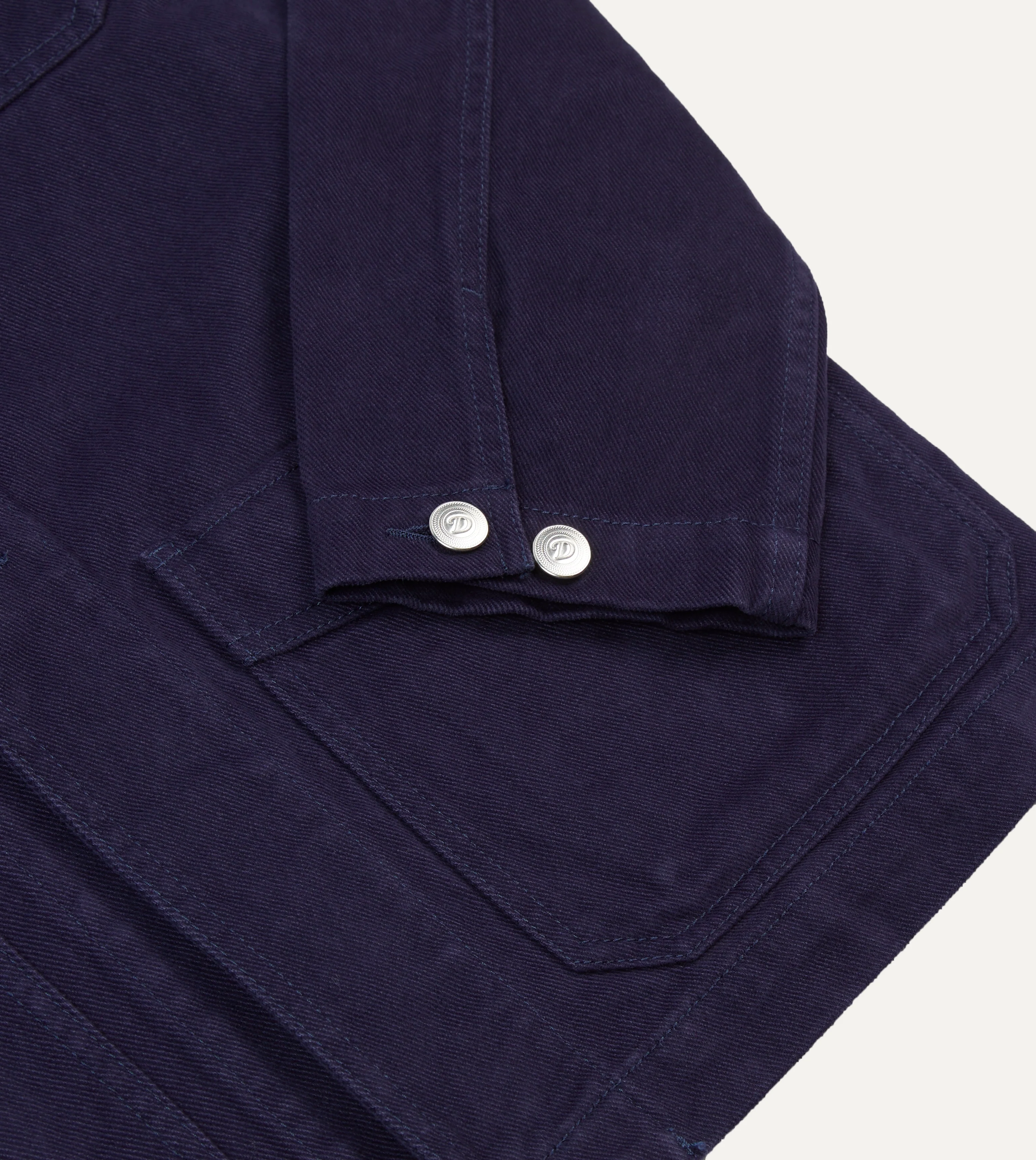French Blue Heavy Twill Cotton Five-Pocket Chore Jacket - Image 5