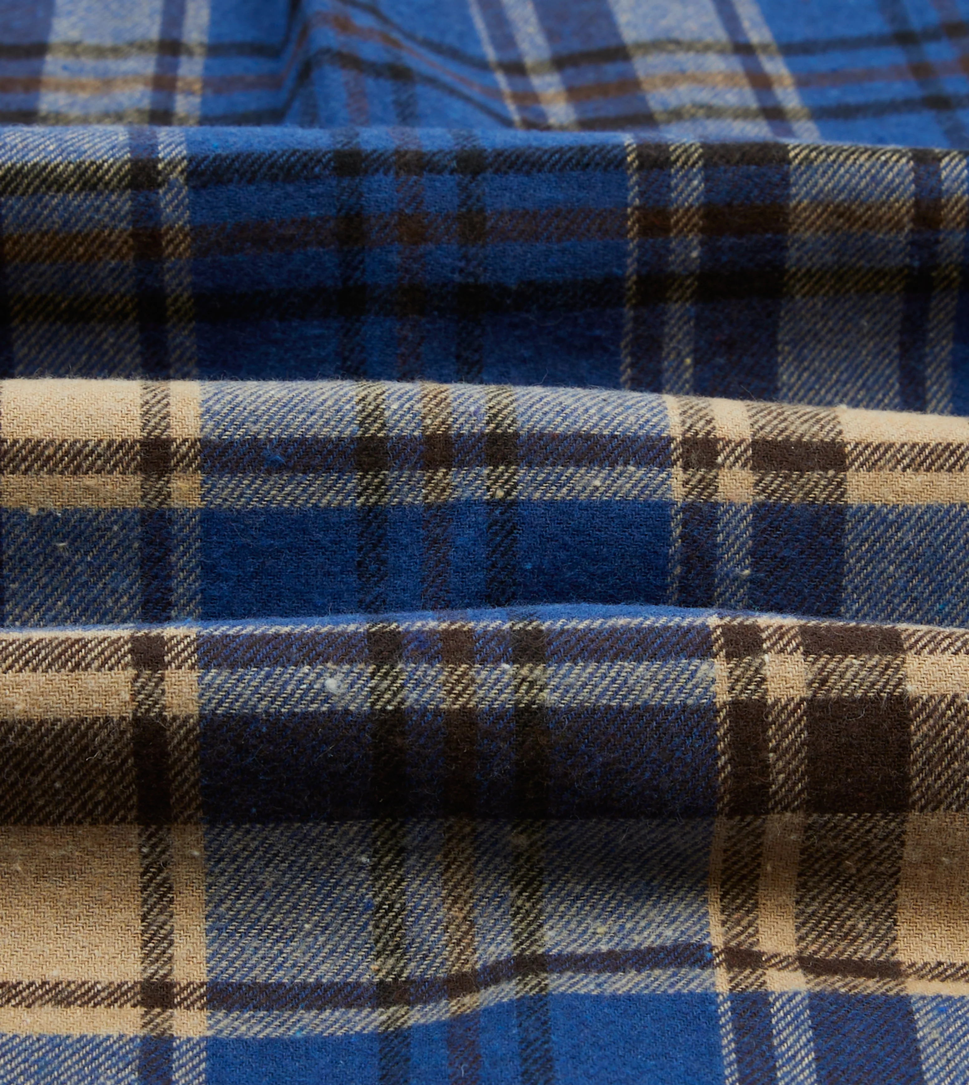 Blue and Ecru Check Brushed Cotton Two-Pocket Work Shirt - Image 2