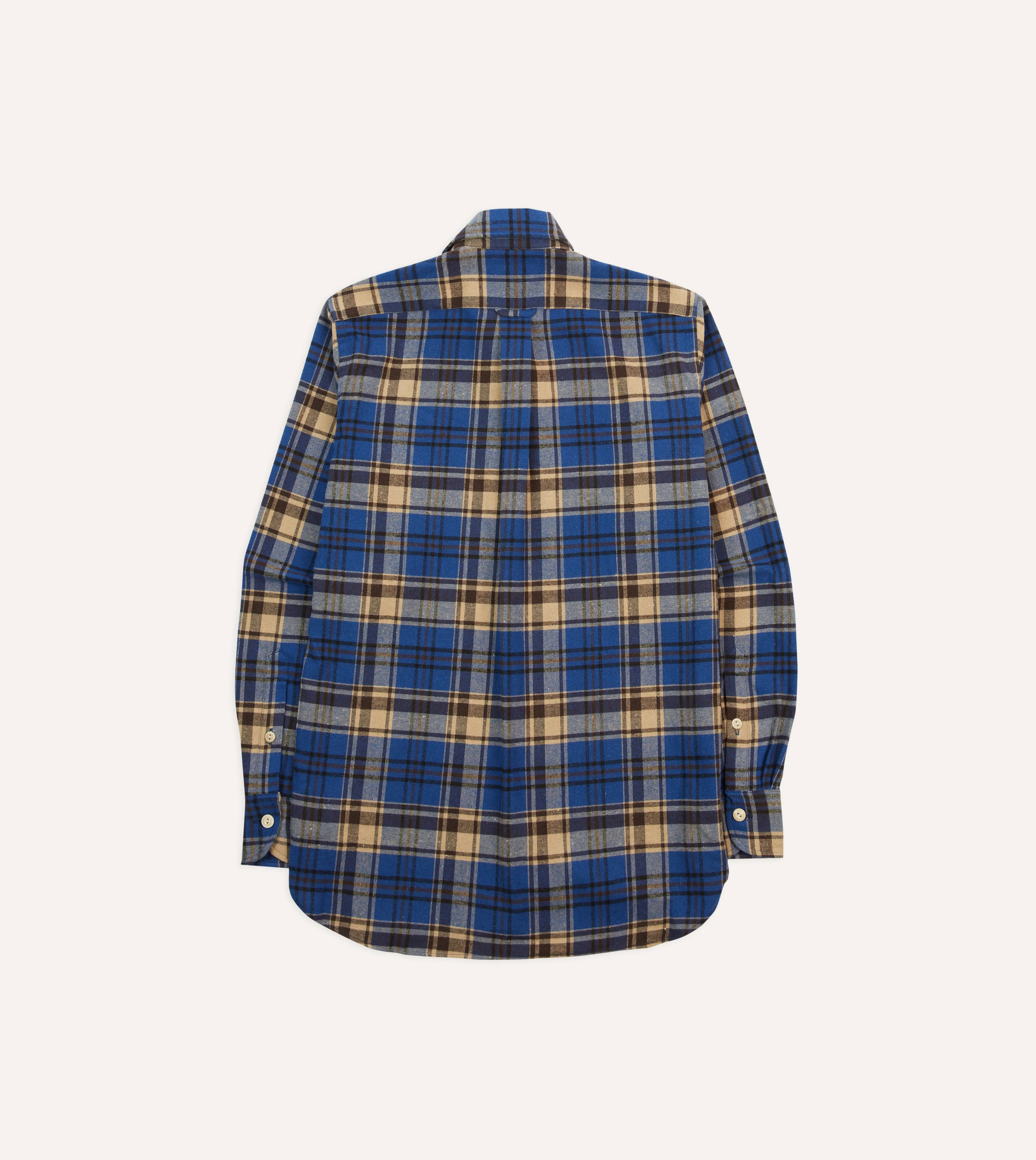 Blue and Ecru Check Brushed Cotton Two-Pocket Work Shirt - Image 6