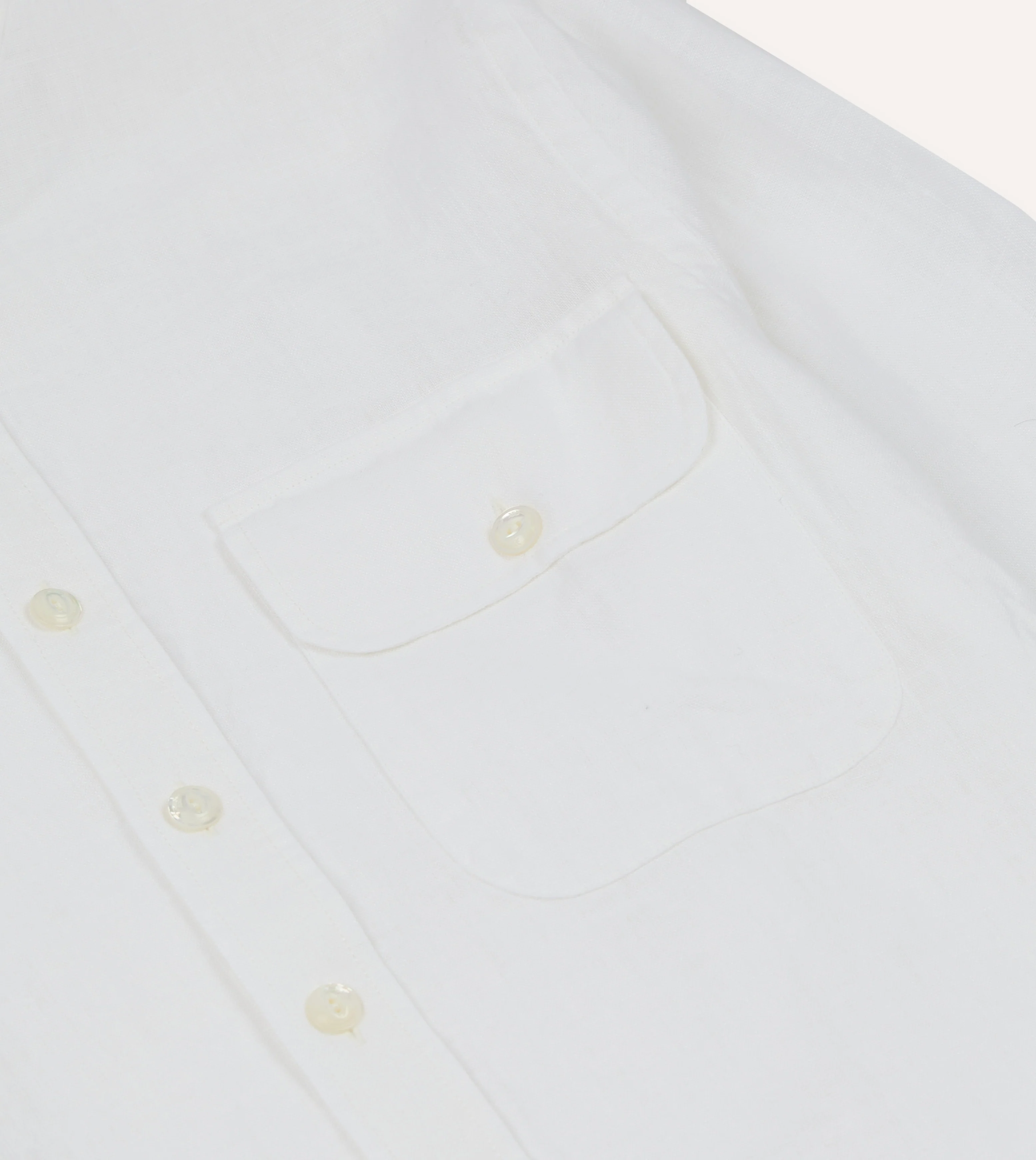 White Linen Mandarin Collar Shirt - Image 4