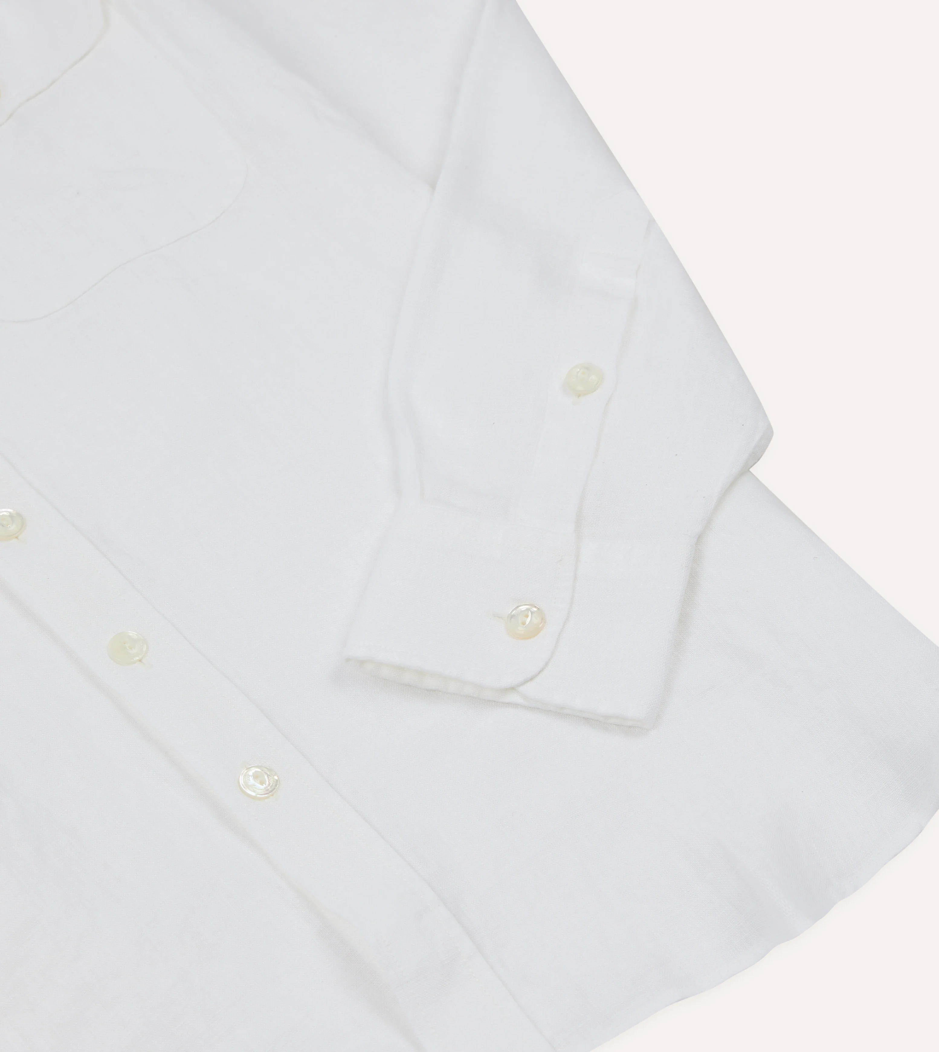 White Linen Mandarin Collar Shirt - Image 5