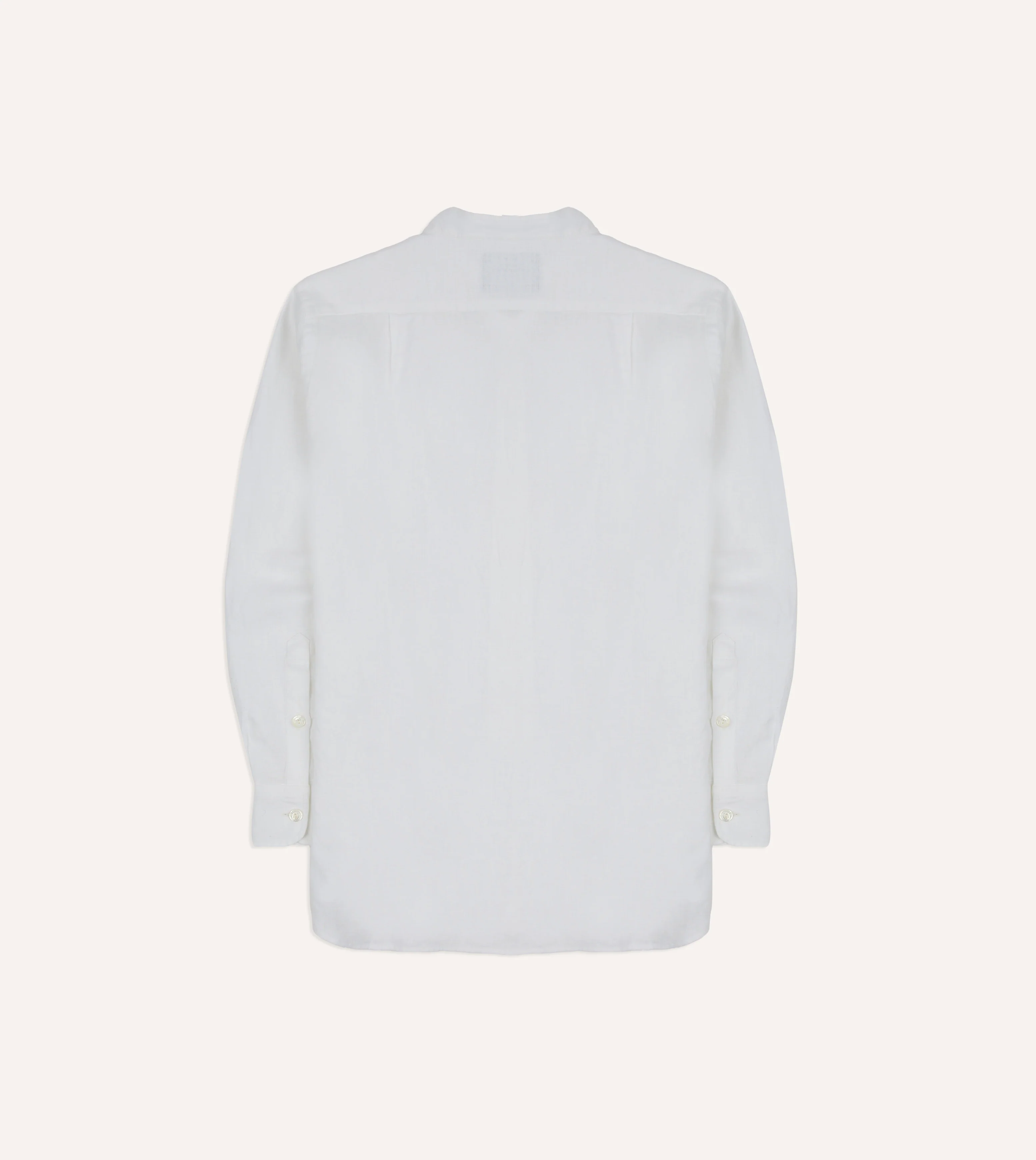 White Linen Mandarin Collar Shirt - Image 6