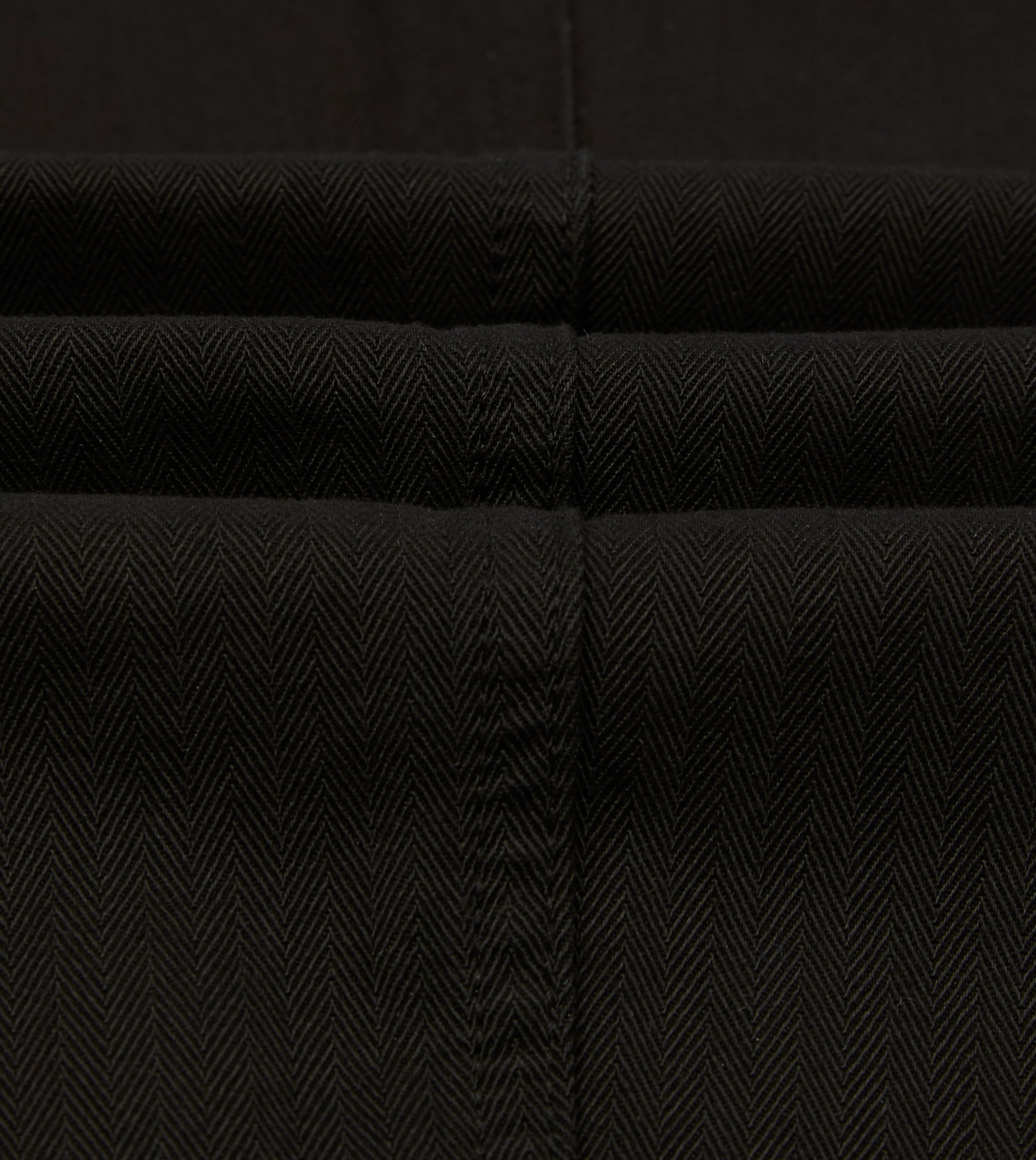 Drake's by A. Levine Black Herringbone Cotton Fatigue Trouser - Image 2