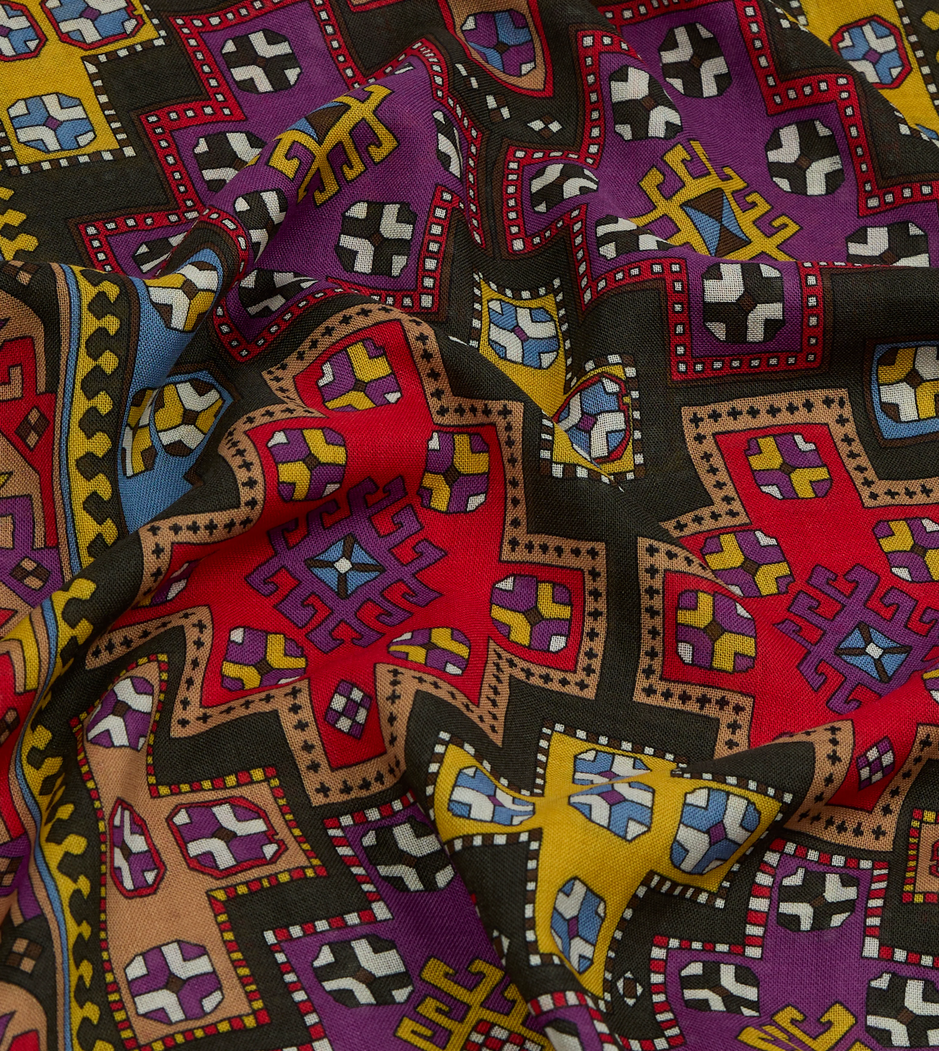 Drake's by A. Levine Black Geometric Print Tubular Wool Silk Scarf - Image 2
