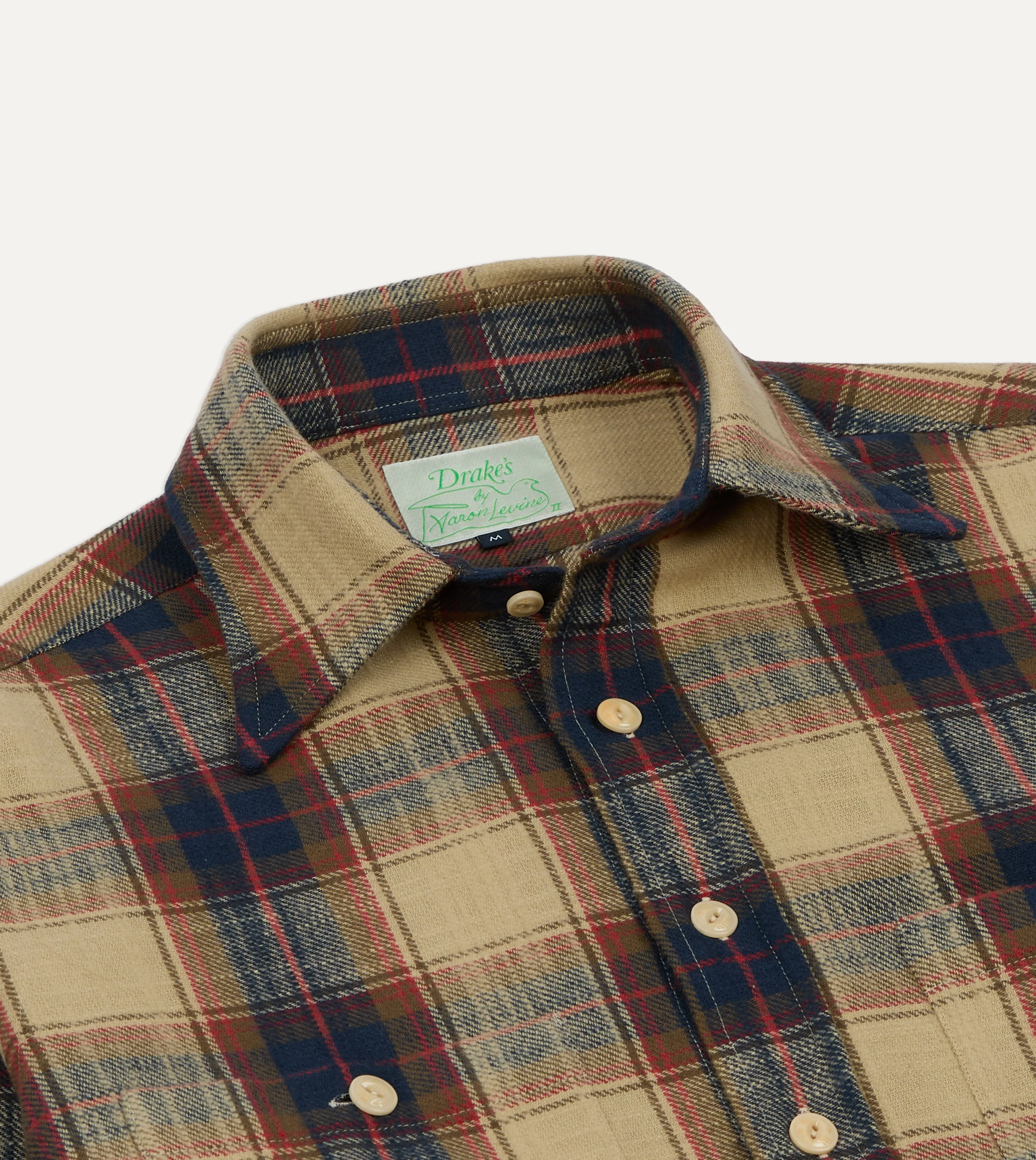 Drake's by A. Levine Check Brushed Cotton Two-Pocket Work Shirt - Image 3