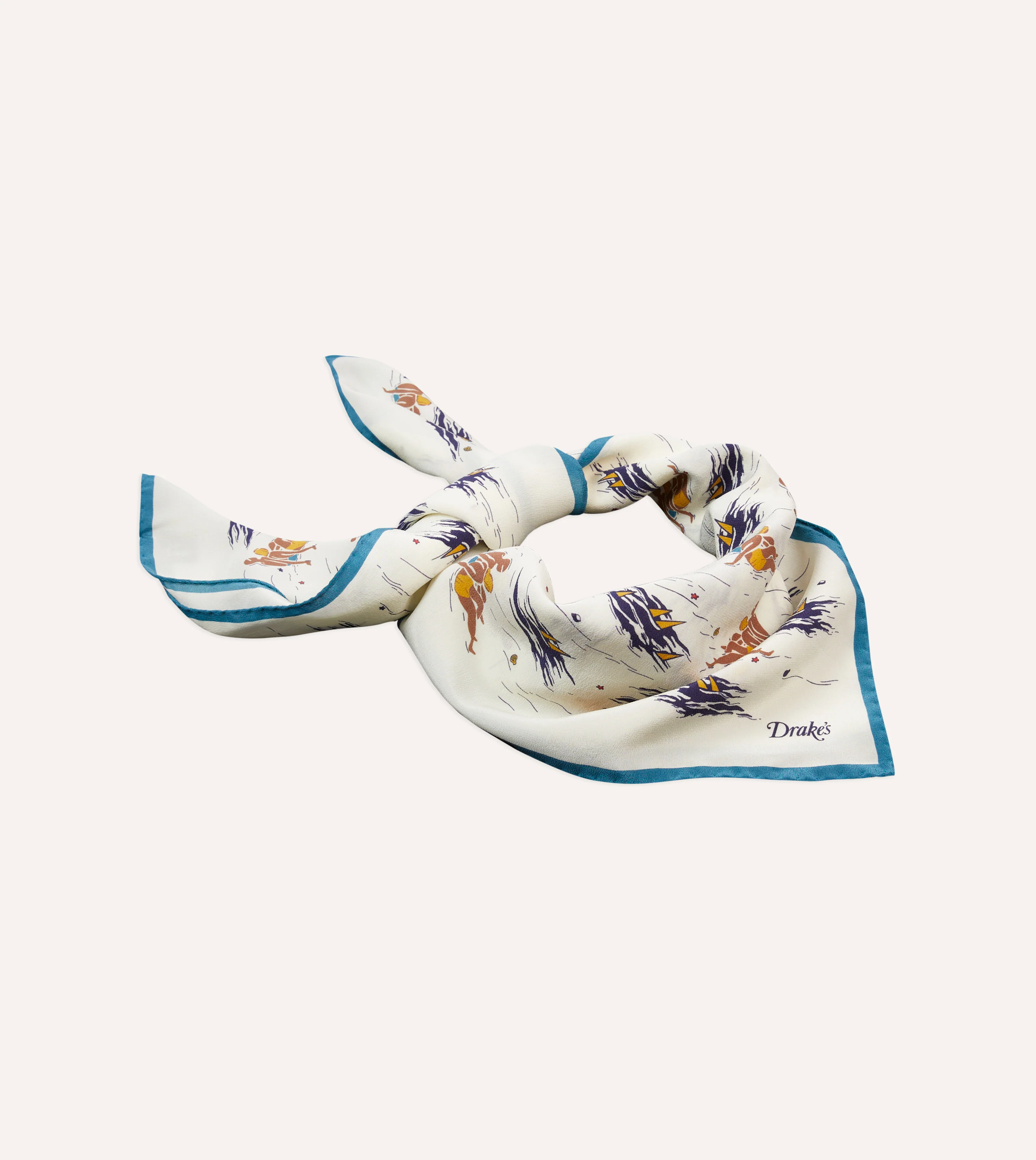 Ecru Bathers Print Silk Bandana - Image 4