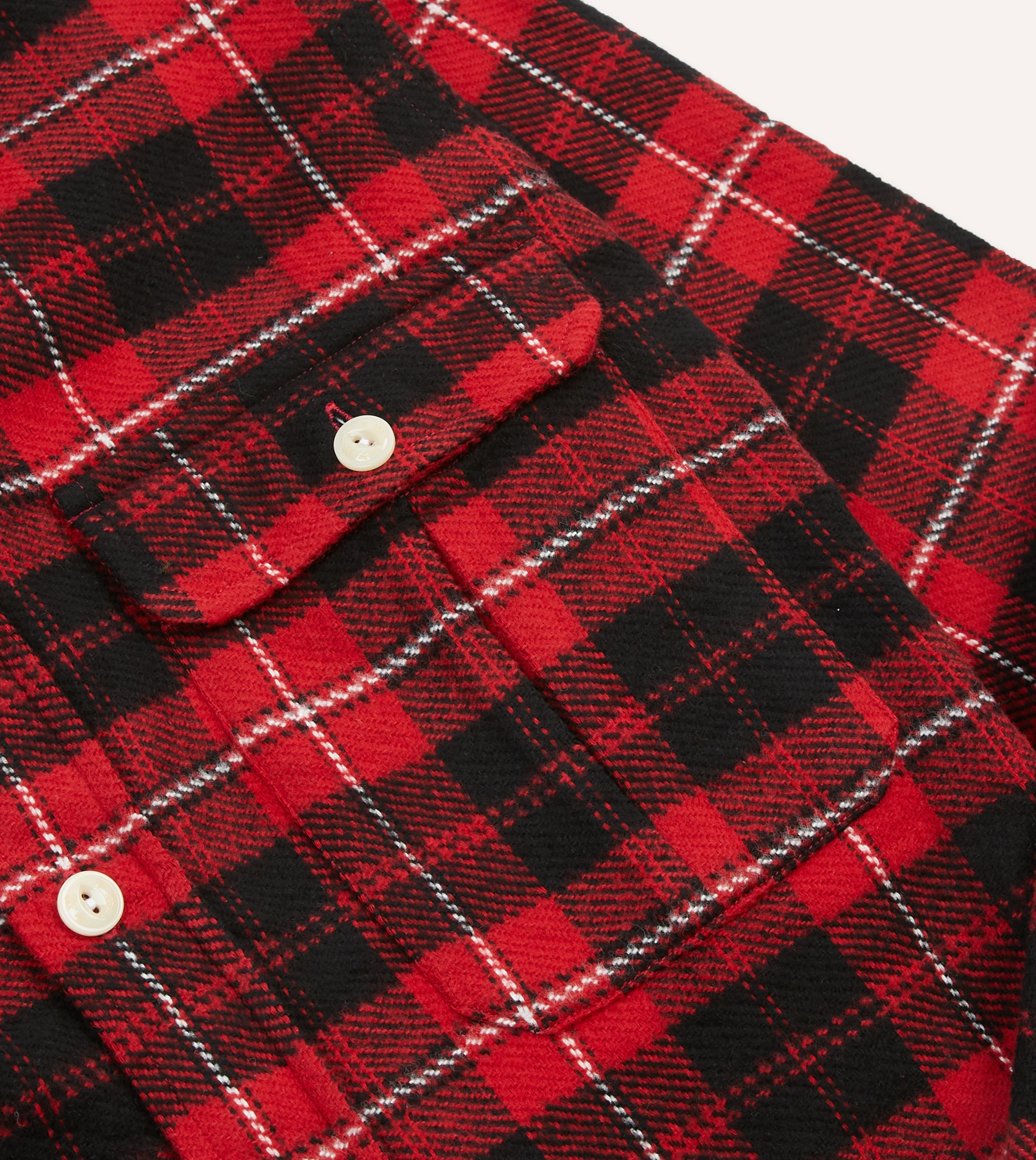 Red Check Cotton Two-Pocket Work Shirt - Image 4