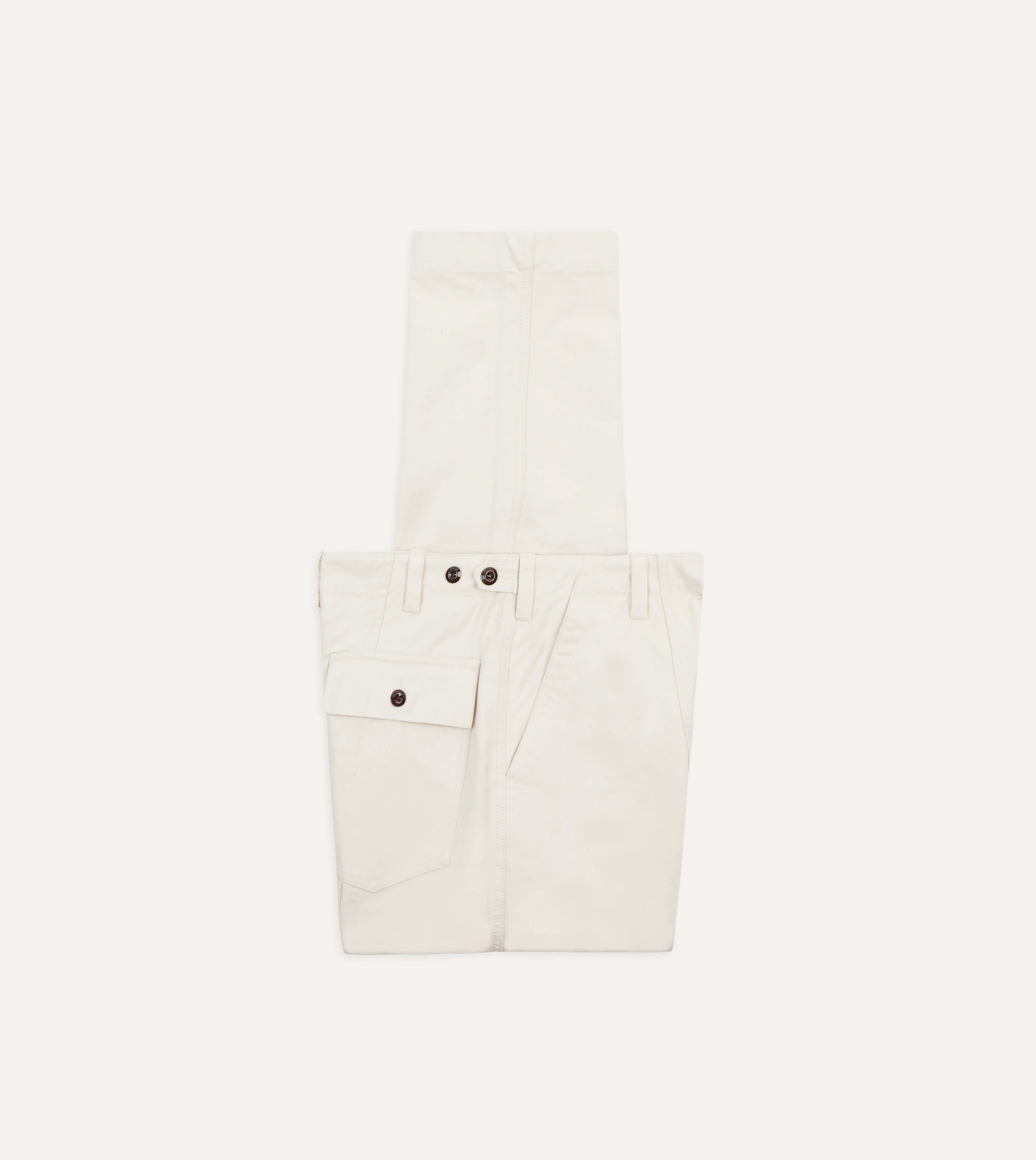 Ecru Cotton Canvas Panel Trousers