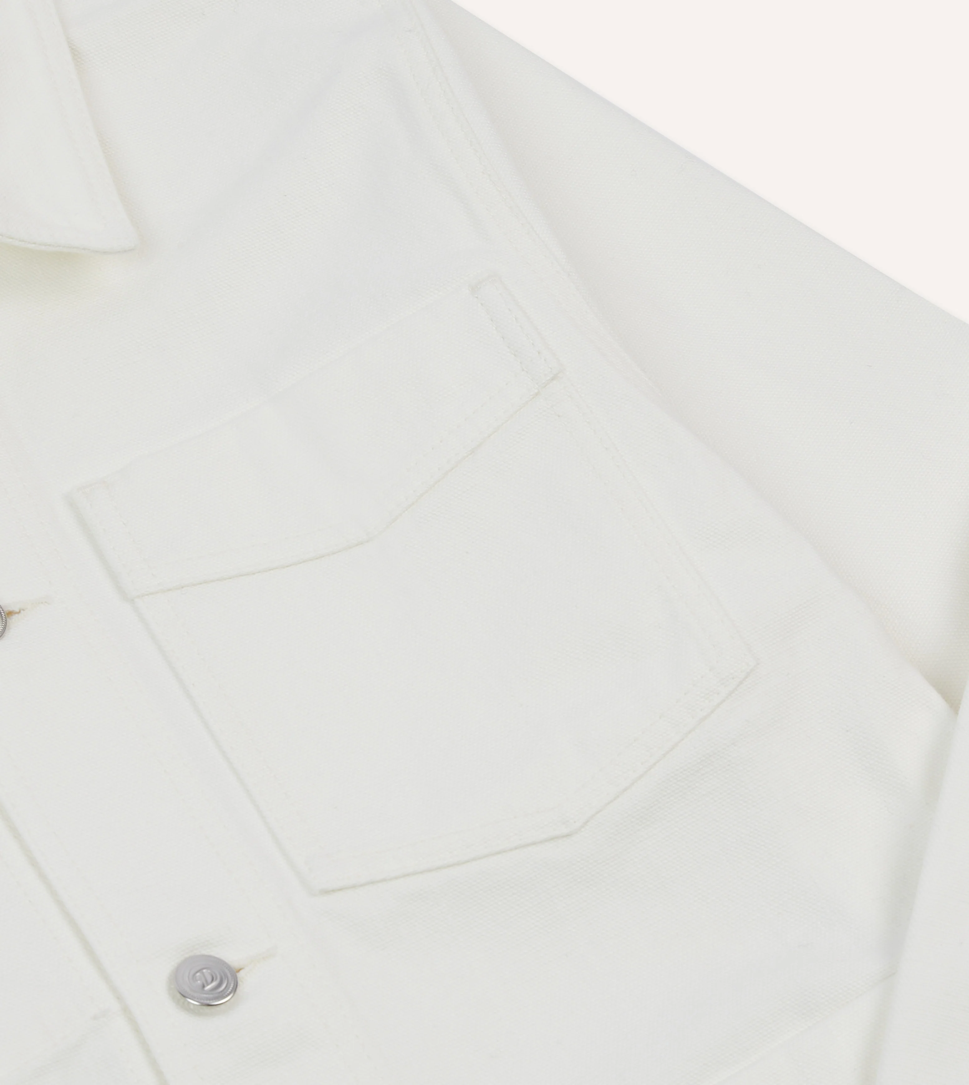Ecru Cotton Canvas Work Jacket - Image 4