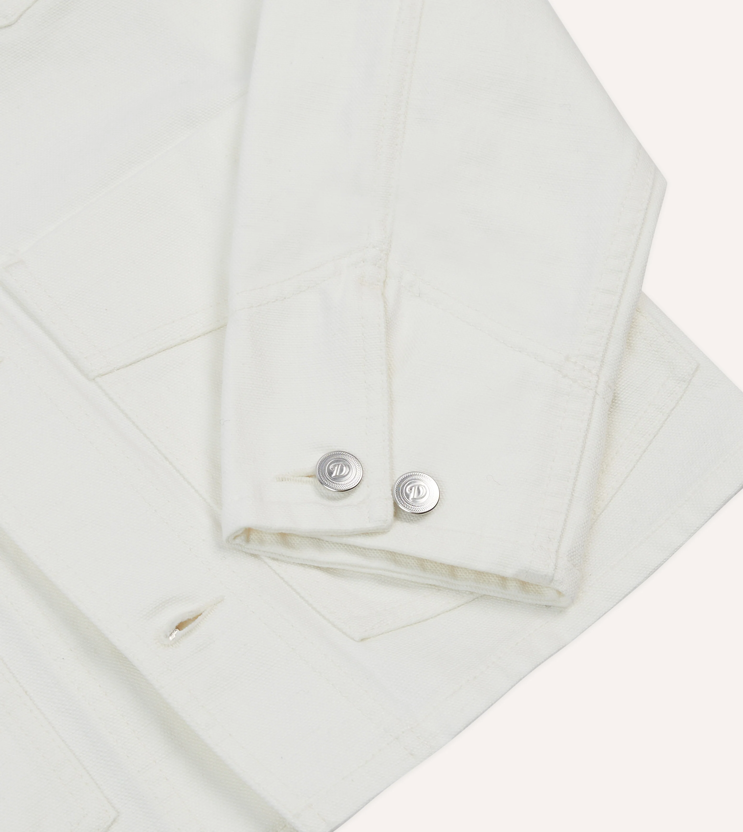Ecru Cotton Canvas Work Jacket - Image 5