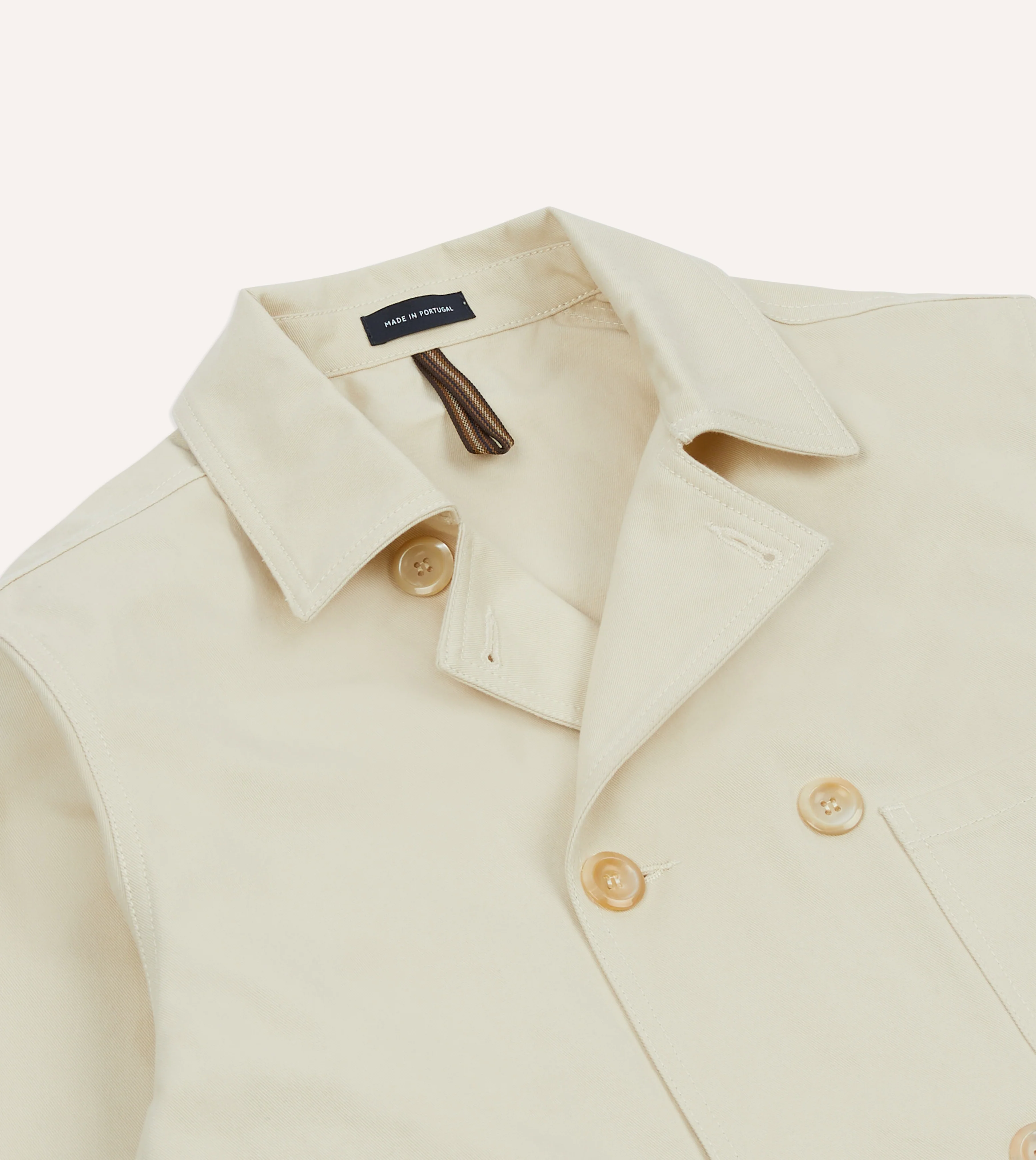 Ecru Cotton Double-Breasted Chore Coat - Image 3