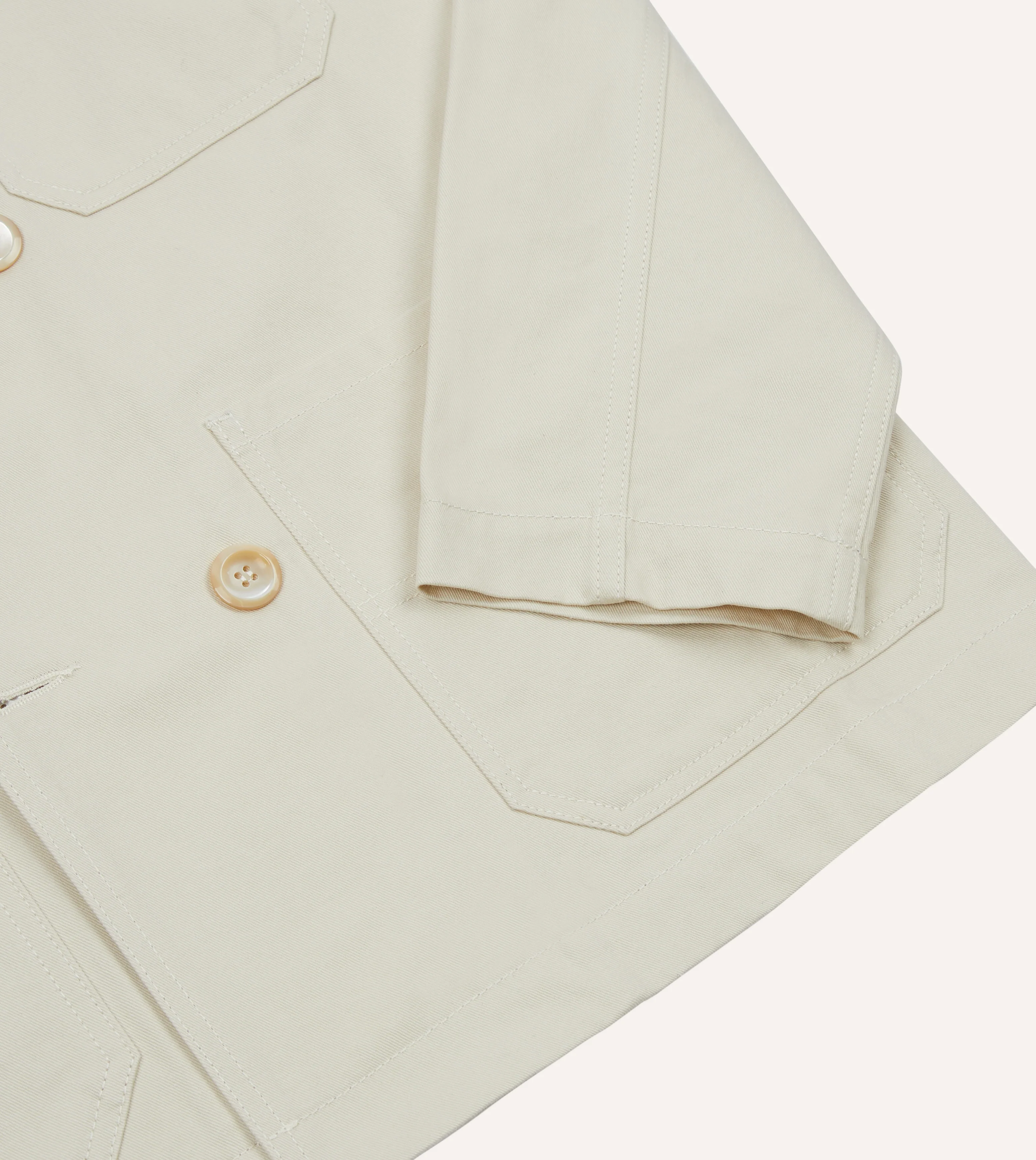 Ecru Cotton Double-Breasted Chore Coat - Image 5