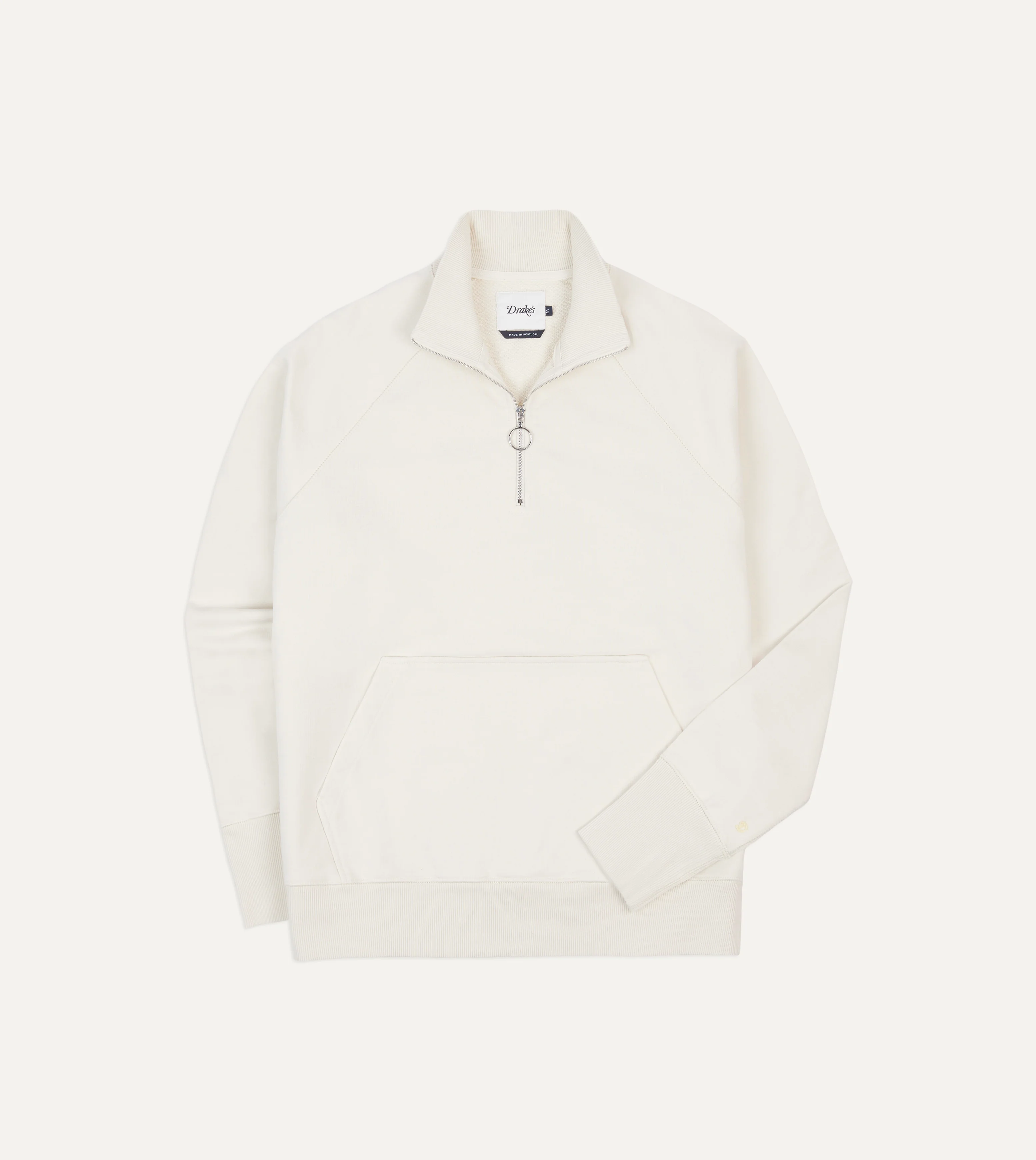 Ecru Cotton Quarter Zip Sweatshirt