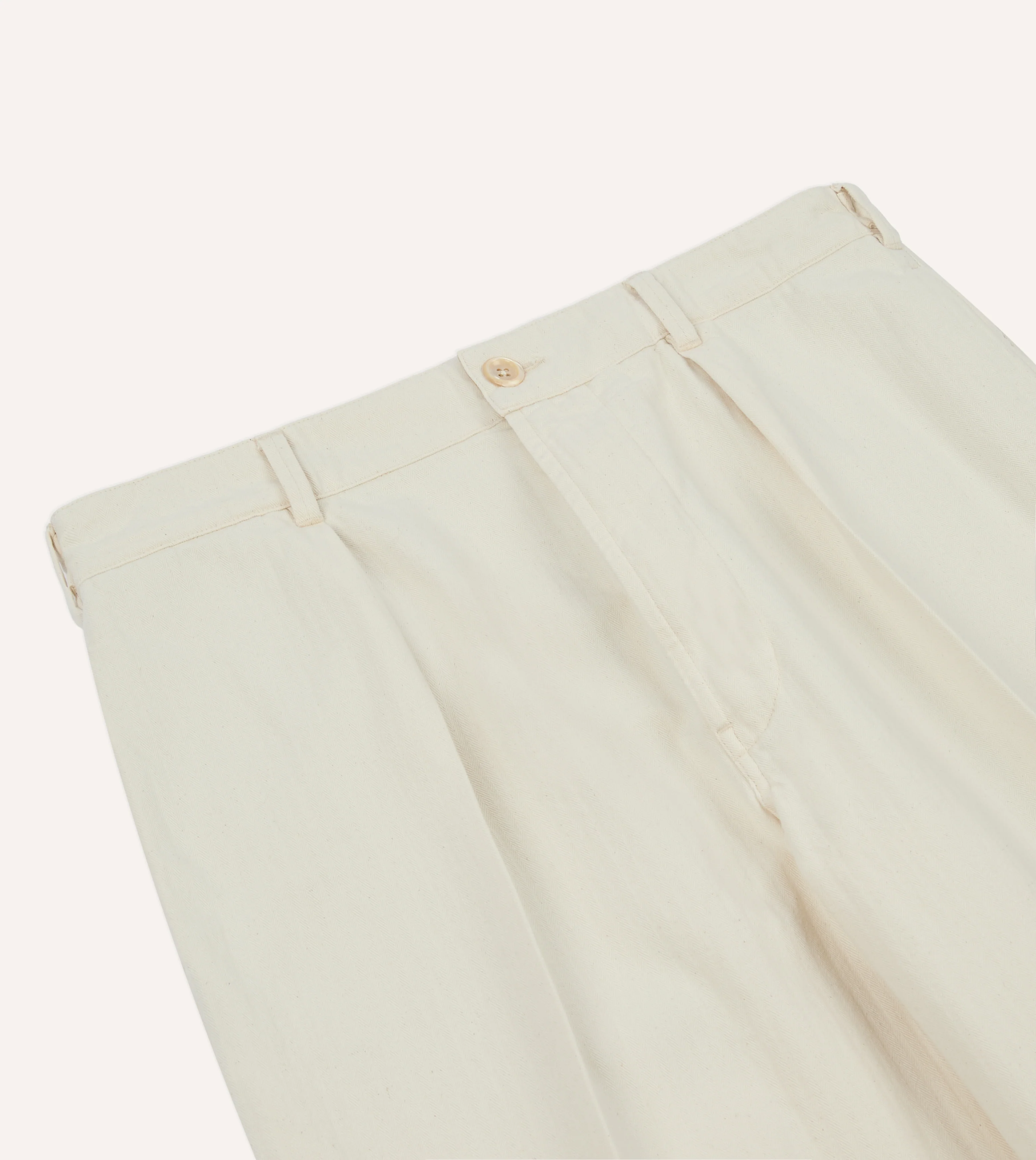 Ecru Herringbone Twill Cotton Games Trouser - Image 5