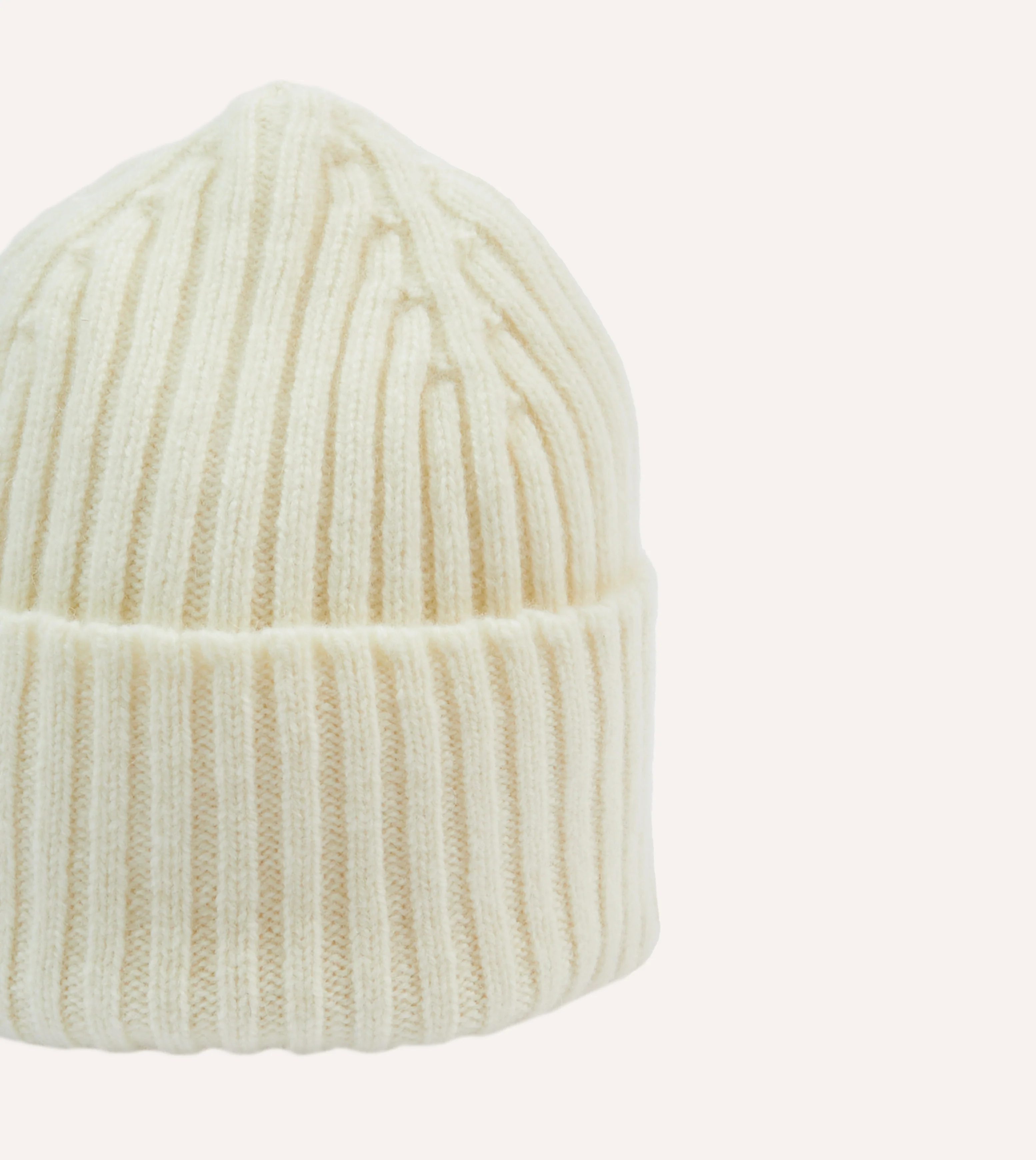 Ecru Lambswool Ribbed Knit Cap - Image 4