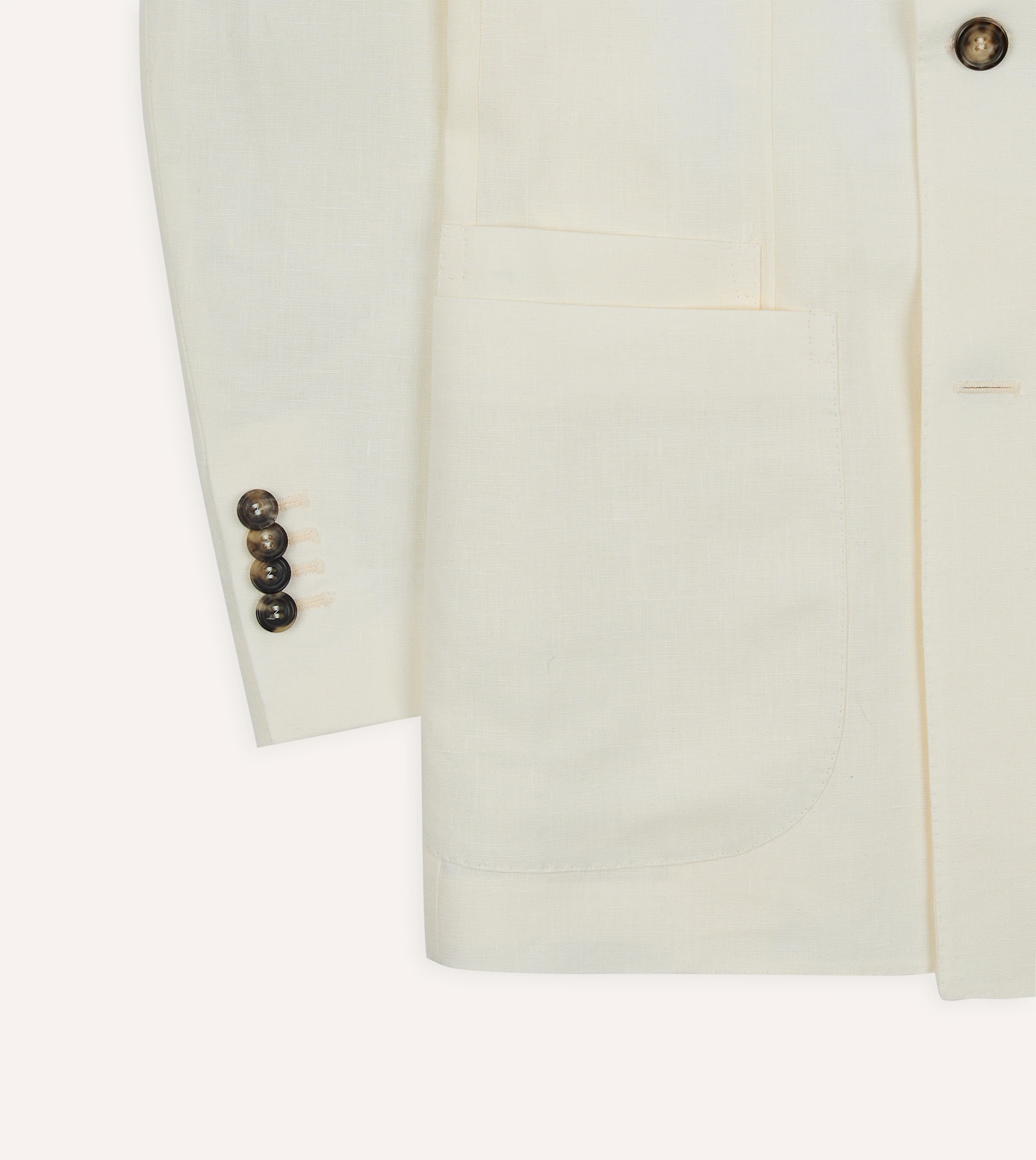 Ecru Linen Double-Breasted Tailored Jacket - Image 6